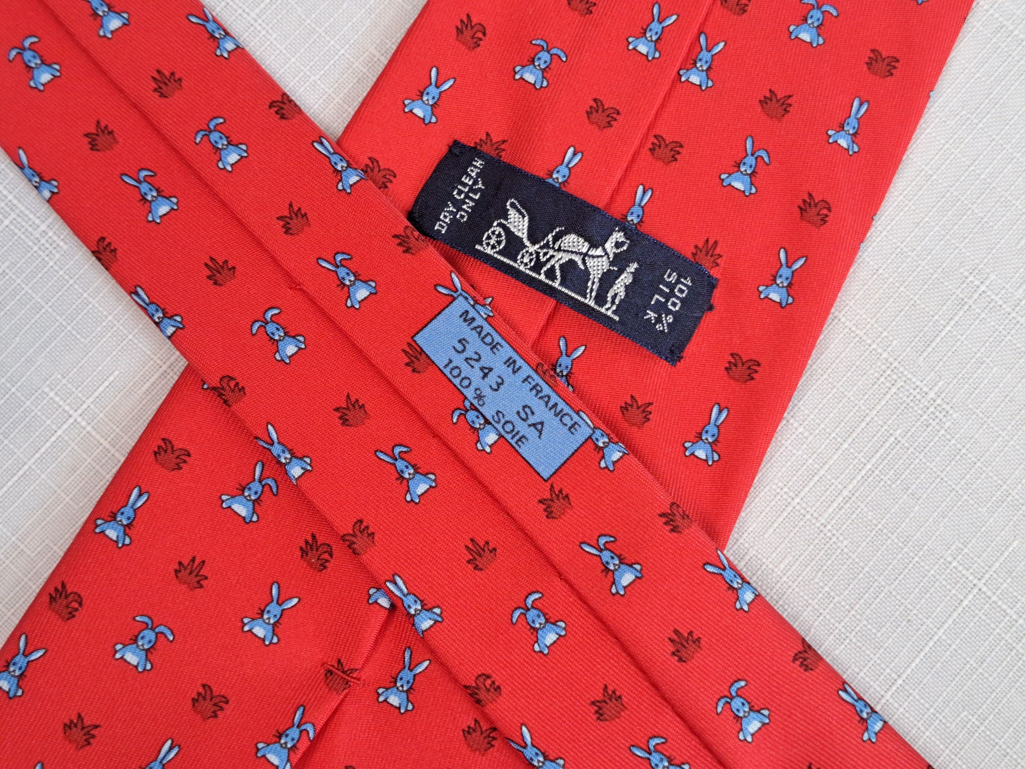 Hermes HERMÈS Paris silk tie funny rabbits pattern 5243 SA. Size ONE SIZE - 10 Thumbnail