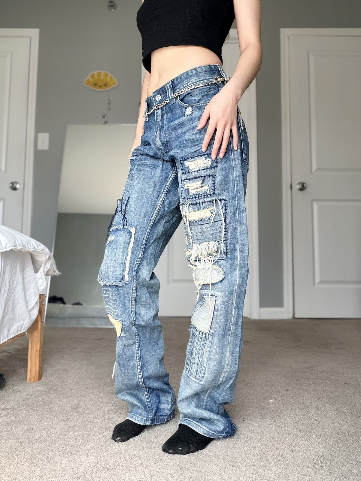 Vintage Vintage Patchwork Distressed Denim Size US 30 / EU 46 - 3 Thumbnail