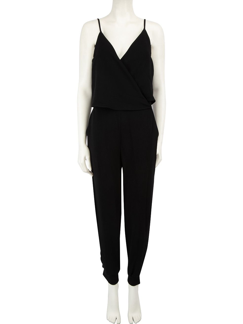image of Theory Black Sleeveless Wrap Jumpsuit, Women's (Size 24)