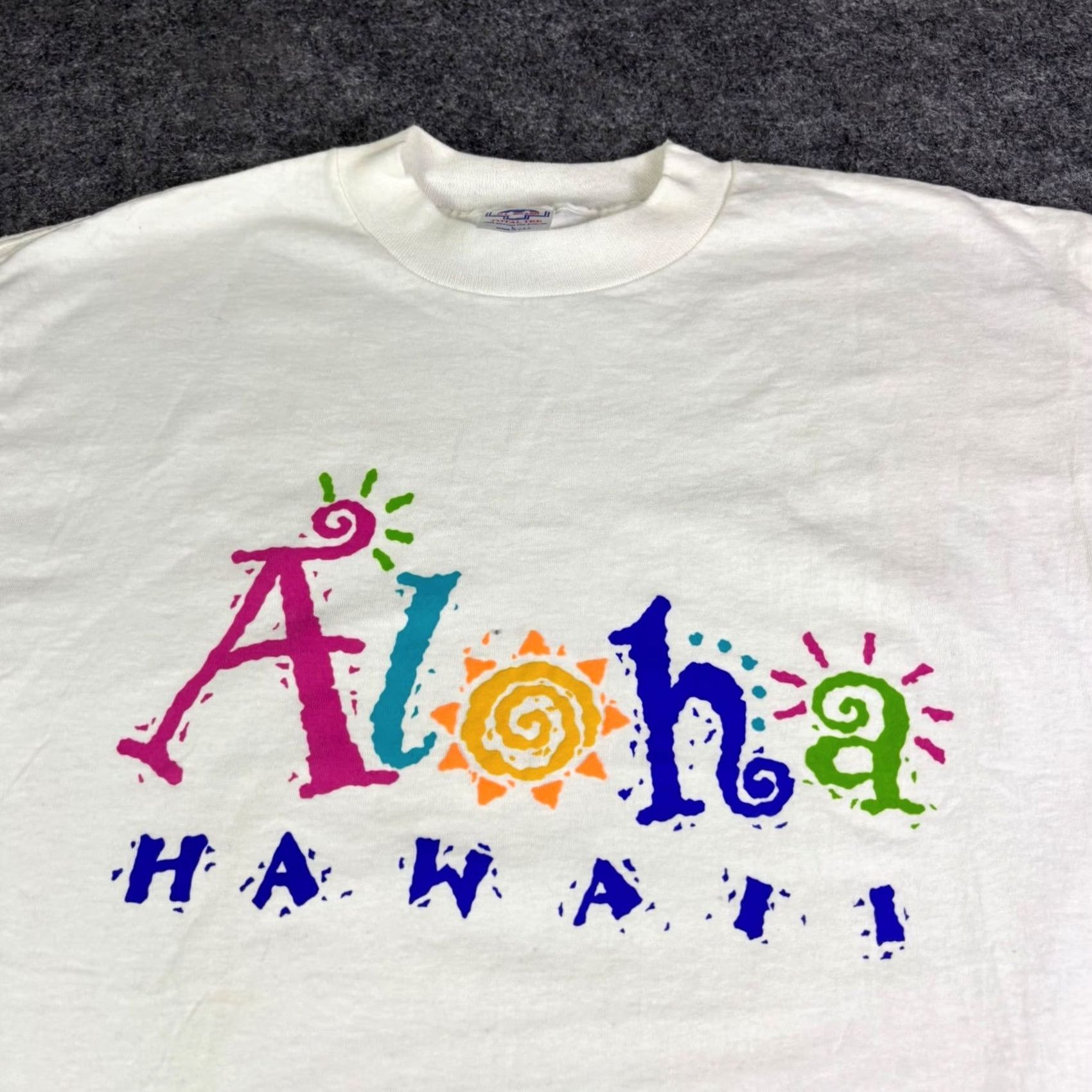 ALOHAS VINTAGE Aloha Hawaii T Shirt Mens Large White HL Miller Single Stitch USA Shirt Mens Large White Hawaii Graphic Tee 1990s Mens Size US L / EU 52-54 / 3 - 6 Thumbnail