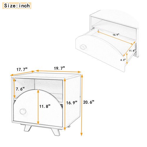 Designer × Homemade Wooden Nightstand with a Drawer and an Open Storage,End Tabl Size US L / EU 52-54 / 3 - 8 Thumbnail
