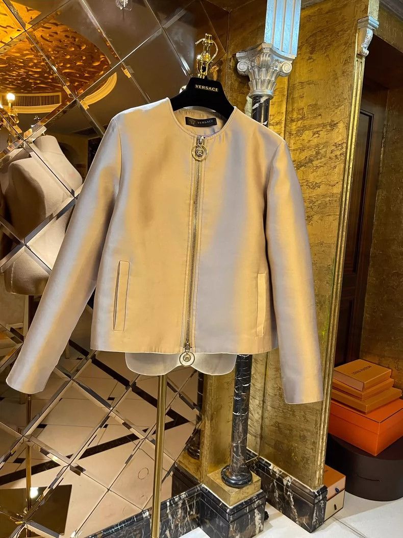 Versace Versace Champagne satin baseball jacket Size M / US 6-8 / IT 42-44 - 1 Thumbnail