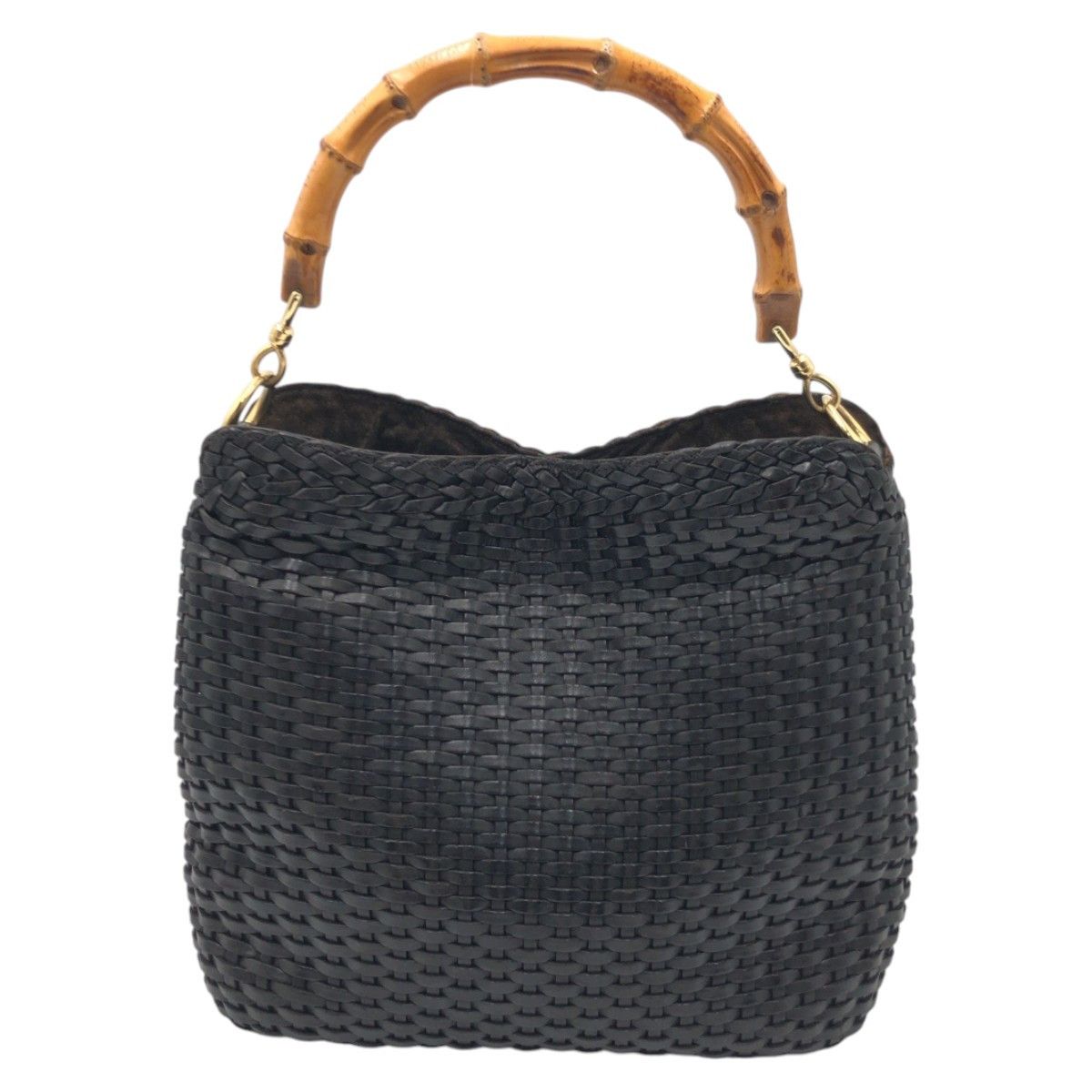 Gucci Gucci Bamboo Leather 2Way Bag Leather Shoulder Bag 001 0166 in Black, Women's