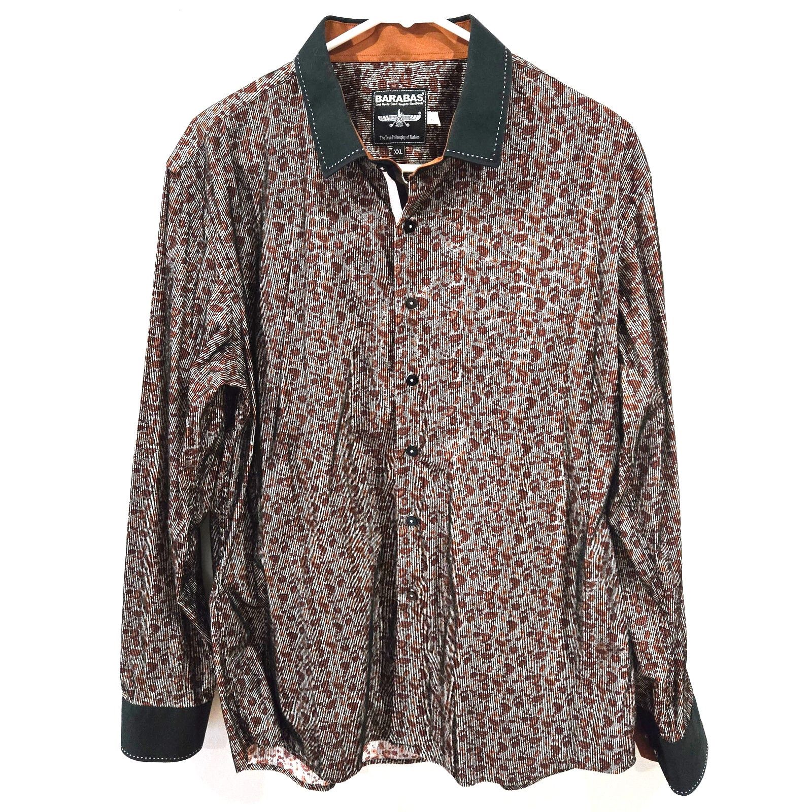 Barabas Sz 2XL Long Sleeve Button Down Paisley Flip Cuffs