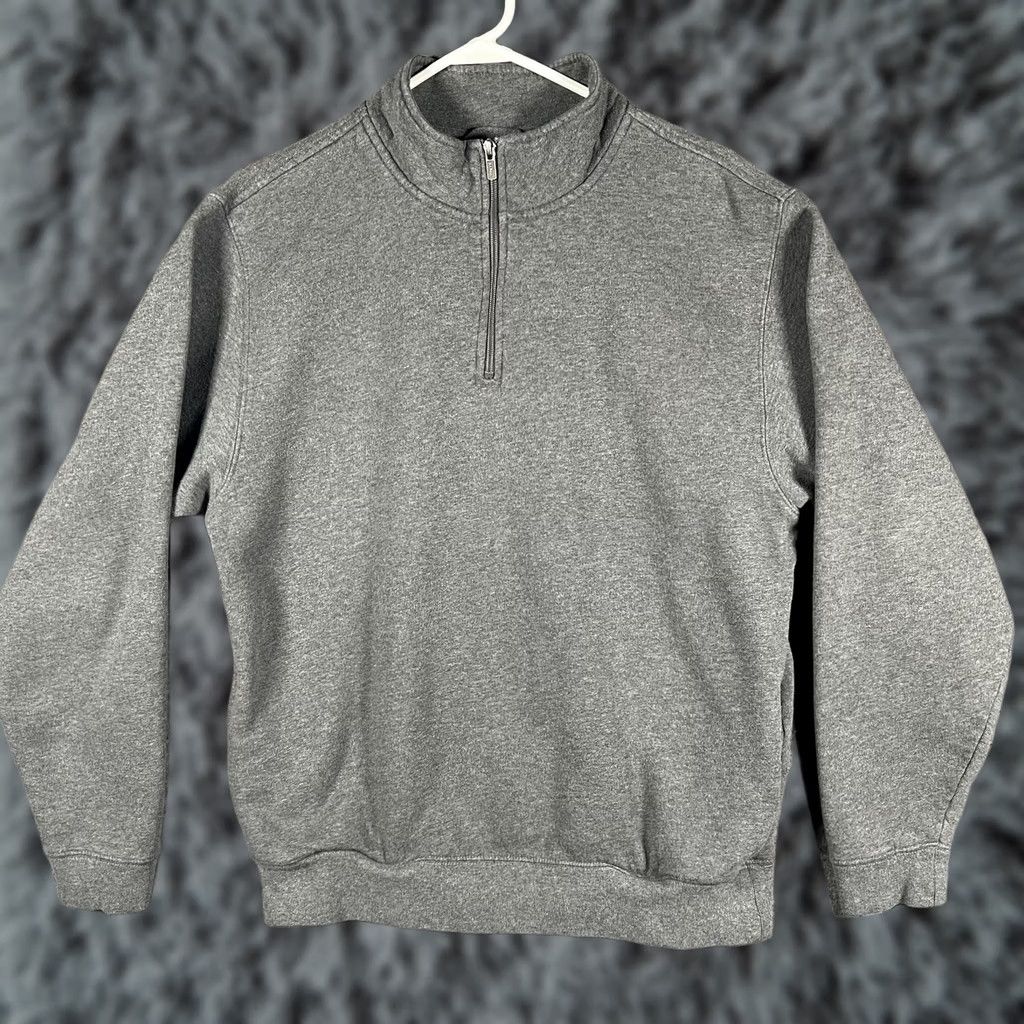 Vintage L.L. Bean Sweatshirt Mens M Gray 1/4 Zip Mock Neck Fleece Pullover Tagless Knit Rib-knit Cuffs Classic Fit Size US M / EU 48-50 / 2 - 1 Thumbnail
