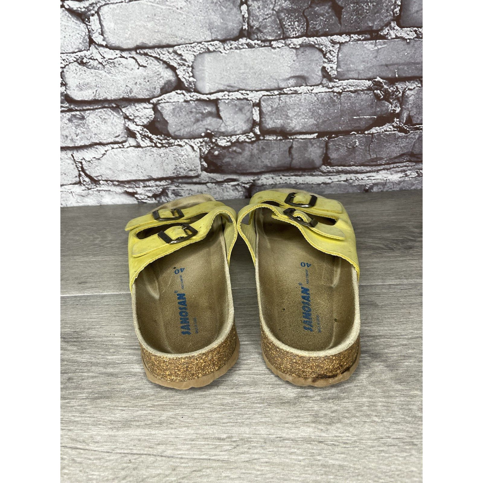 Other Sanosan Yellow Leather Arizona Slides Casual Cork Sandals Wo Size US 9.5 / IT 39.5 - 5 Thumbnail