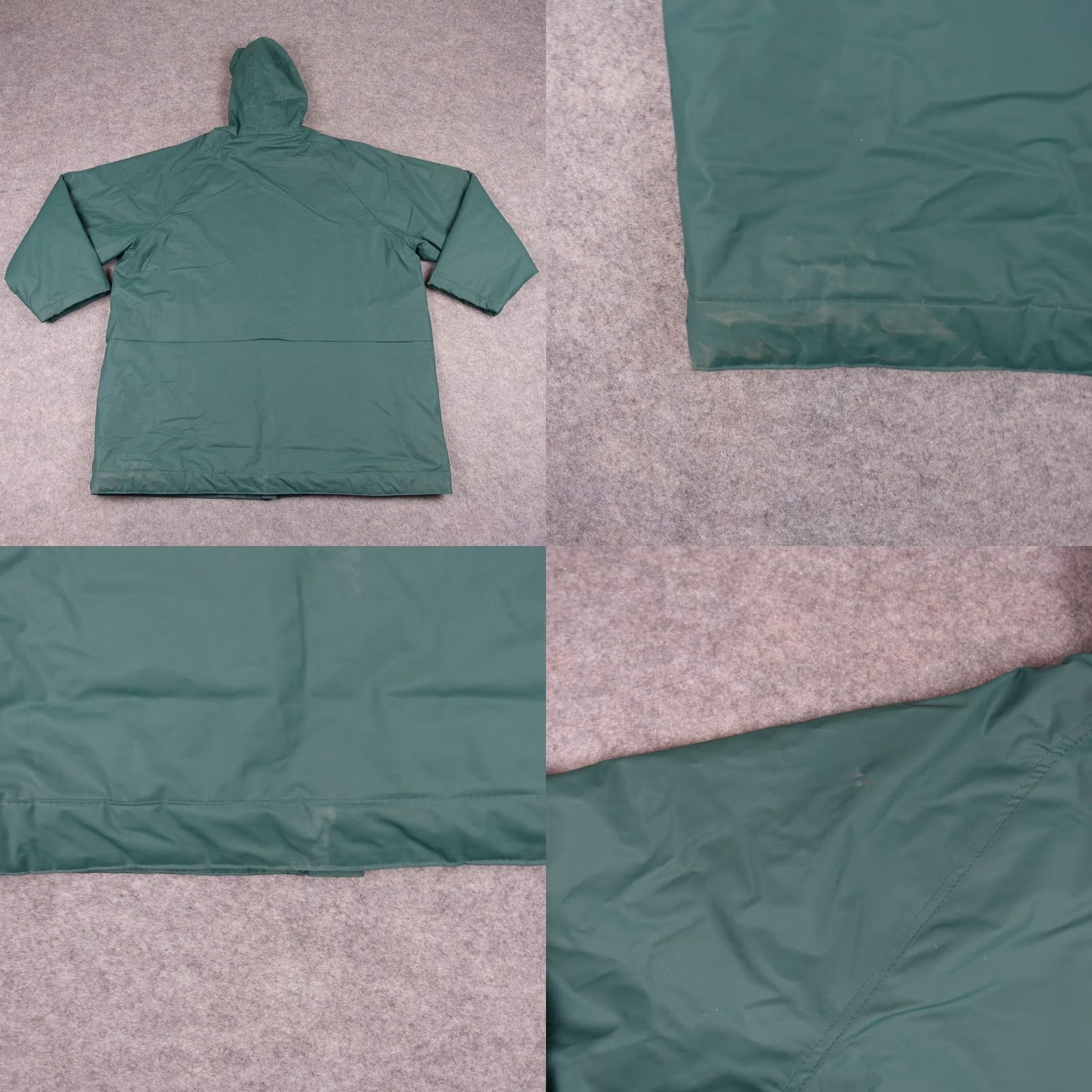 Rains VINTAGE Misty Harbor Coat XL Green Rain Coat Unisex Mens Womens Hooded Lined Pockets PVC Zip Long Size XL / US 12-14 / IT 48-50 - 9 Thumbnail