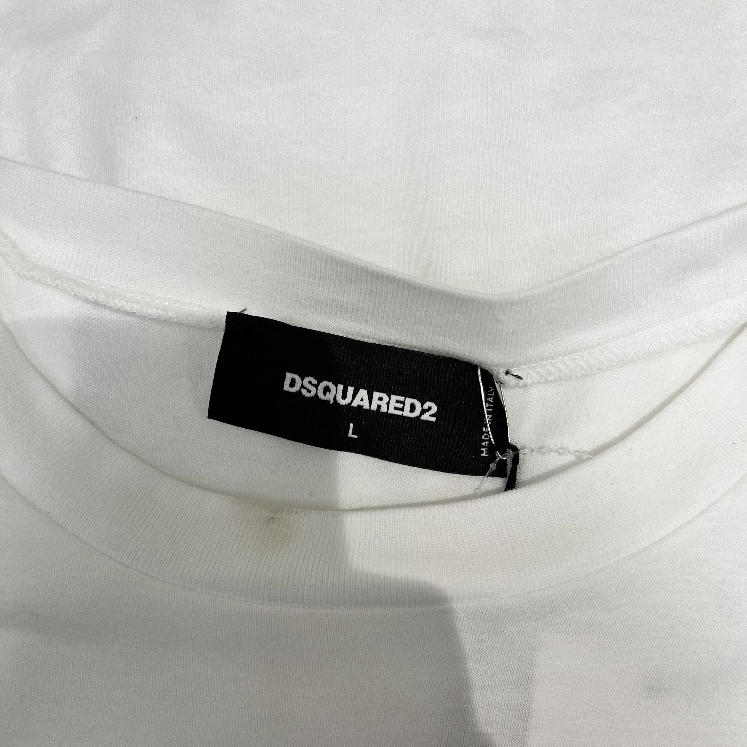 Dsquared2 Dsquared2 Logo-Print Cotton T-Shirt White/Pink Size US L / EU 52-54 / 3 - 3 Thumbnail