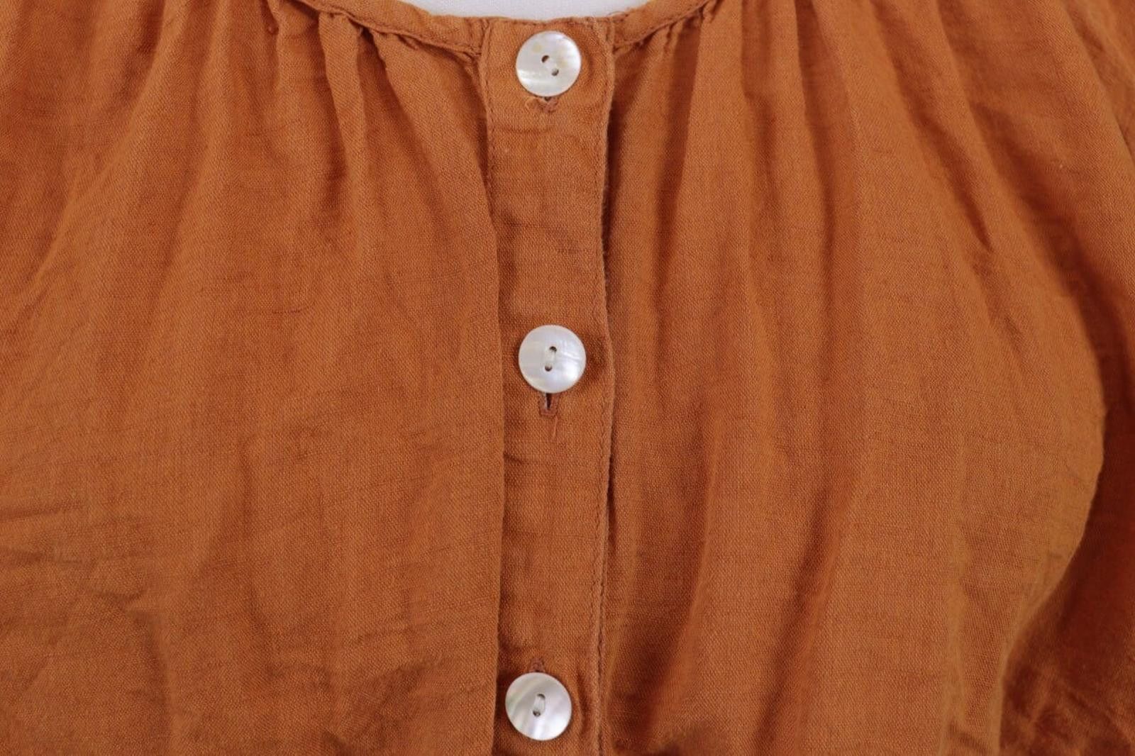 Designer Gudrun Sjoden Orange Linen Relaxed Blouse Shirt Size L Size L / US 10 / IT 46 - 3 Thumbnail