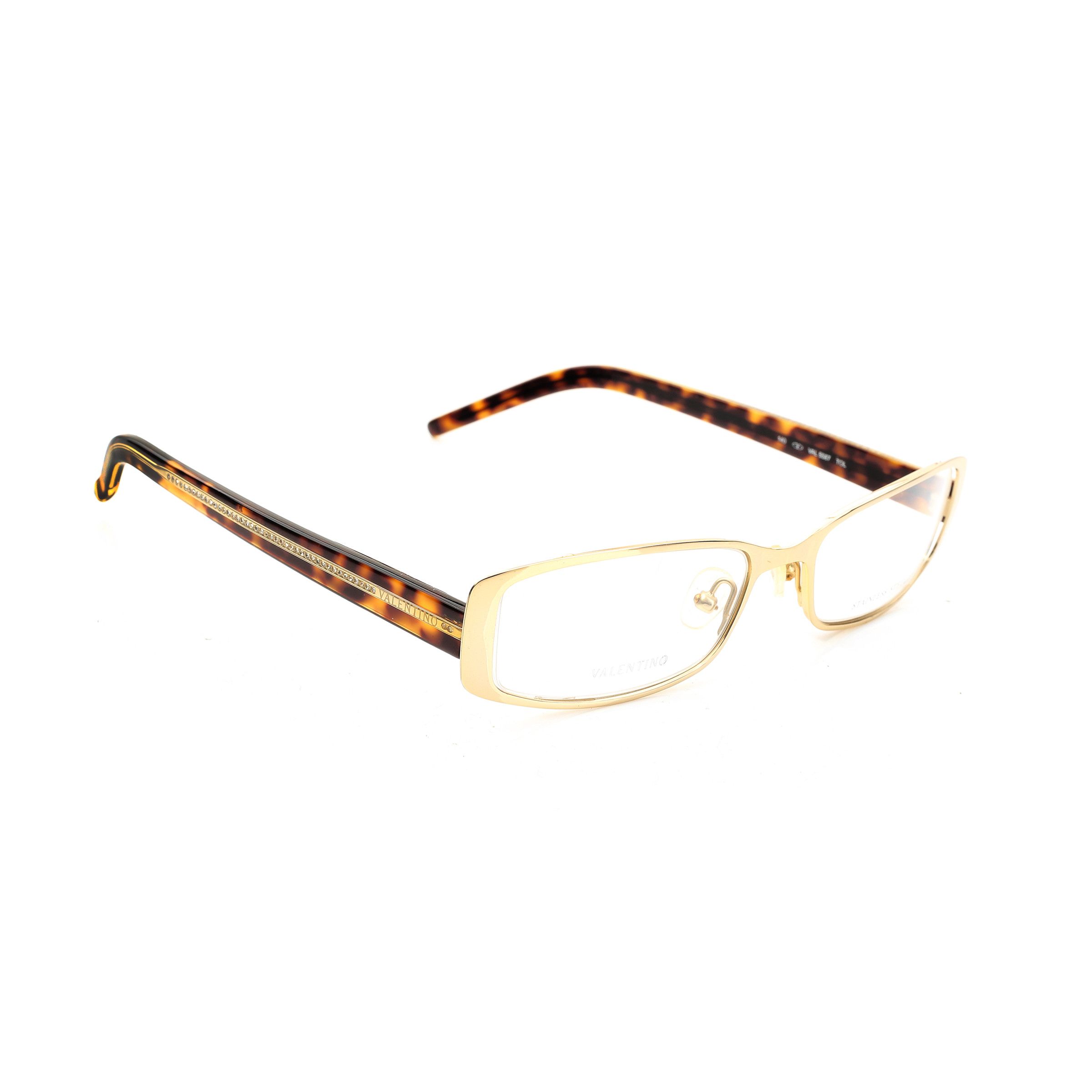 Valentino Valentino '90s Gold & Brown Crystals Metal Glasses Size ONE SIZE - 2 Thumbnail