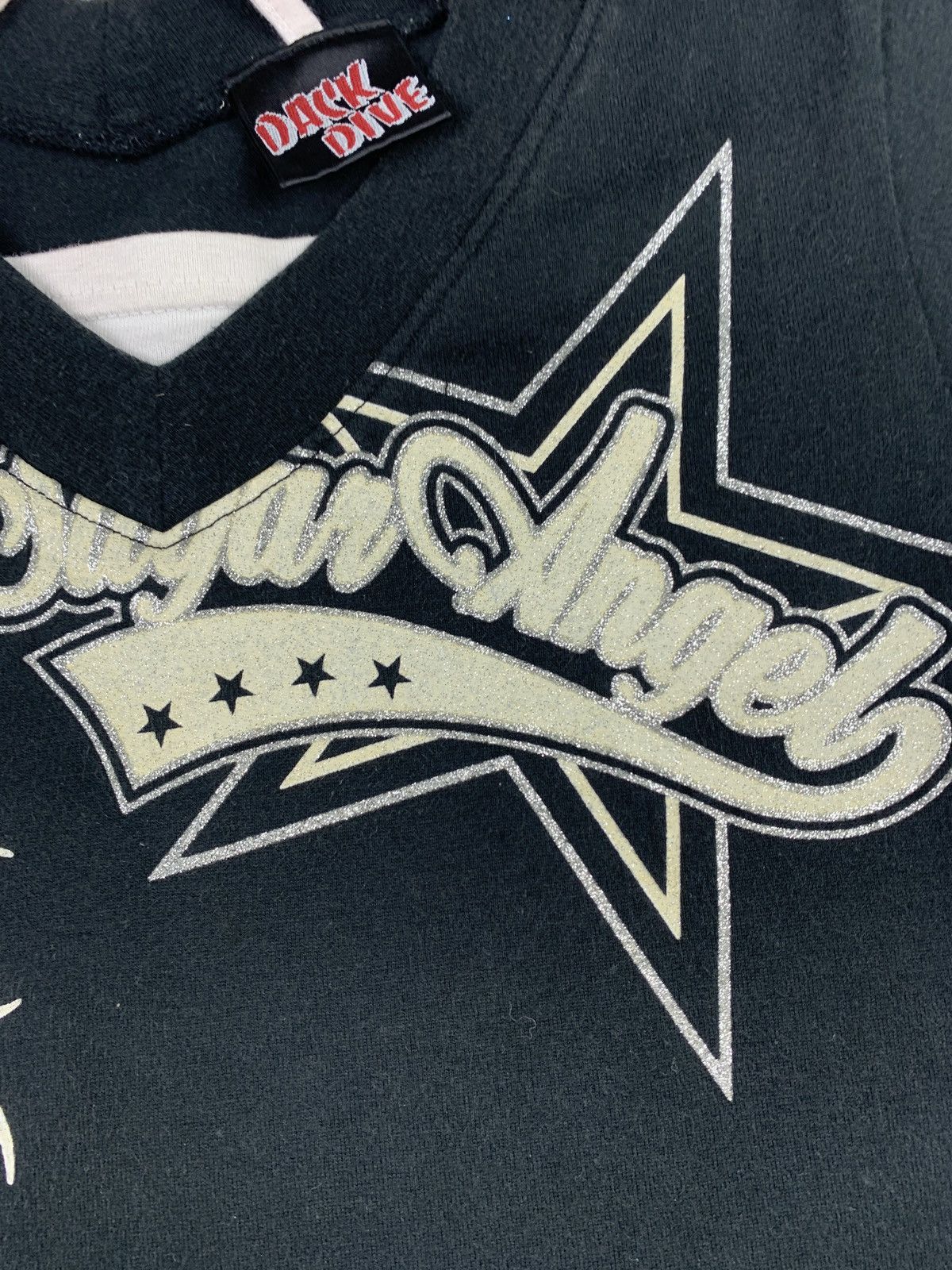 Japanese Brand y2k Dack Dive Black Stars Pop Icon Glitters Graphic Baby Tee Size S / US 4 / IT 40 - 6 Thumbnail