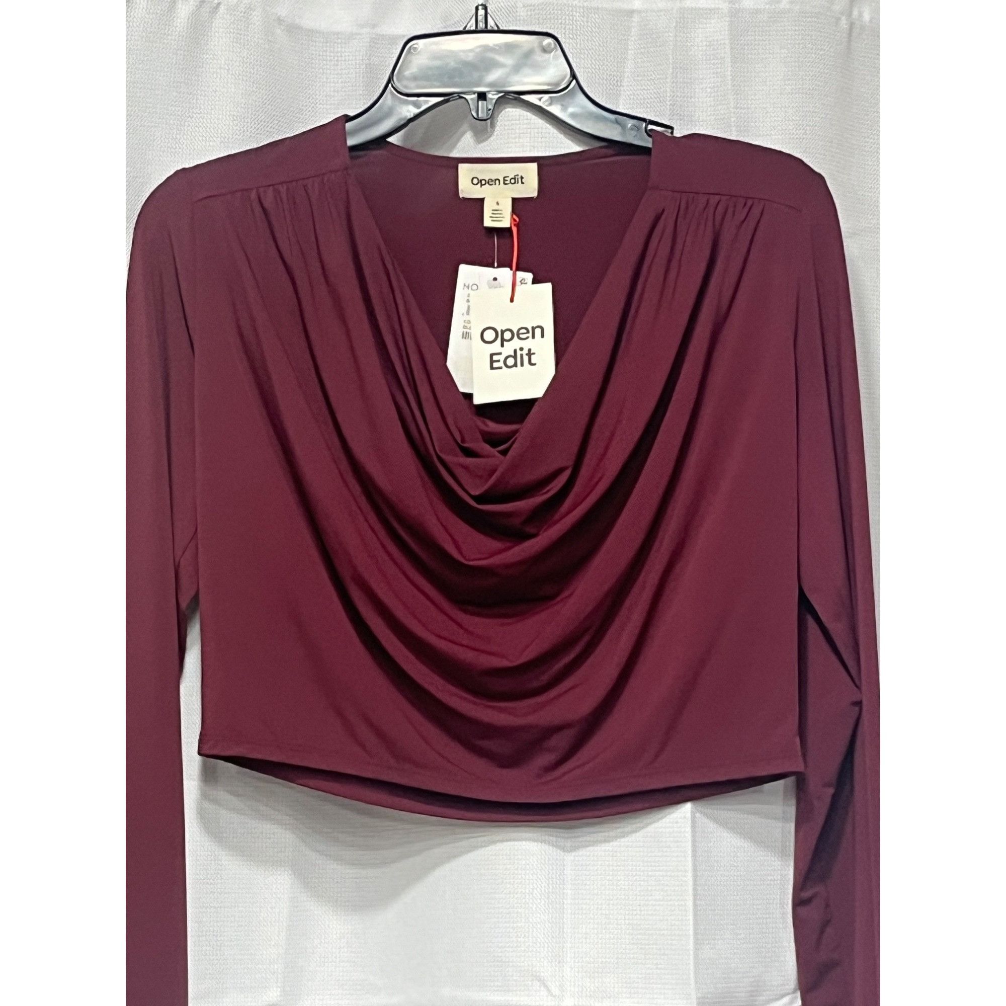 Other Open Edit Cowl Neck Long Sleeve Crop Top, Burgundy London, S Size S / US 4 / IT 40 - 6 Thumbnail