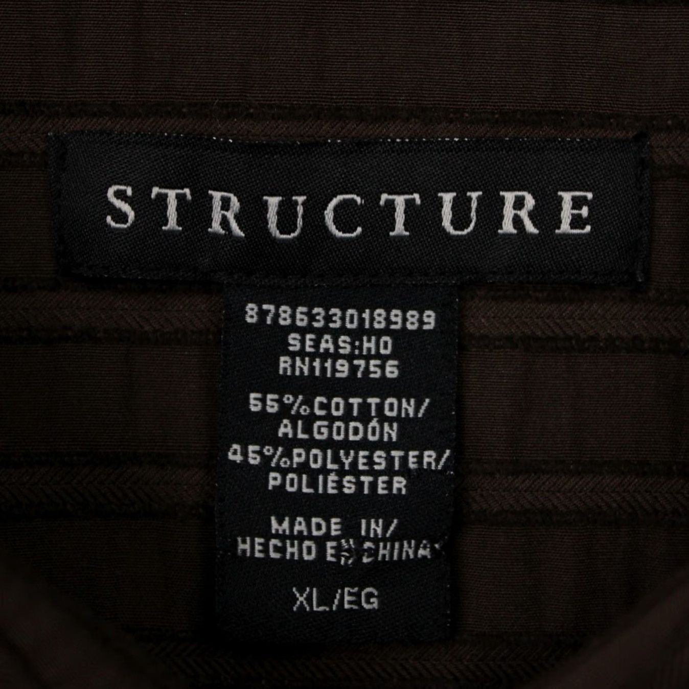 Vintage Structure Shirt Mens XL Brown Textured Long Sleeve Button Up Cotton/Poly Blend Size US XL / EU 56 / 4 - 7 Thumbnail