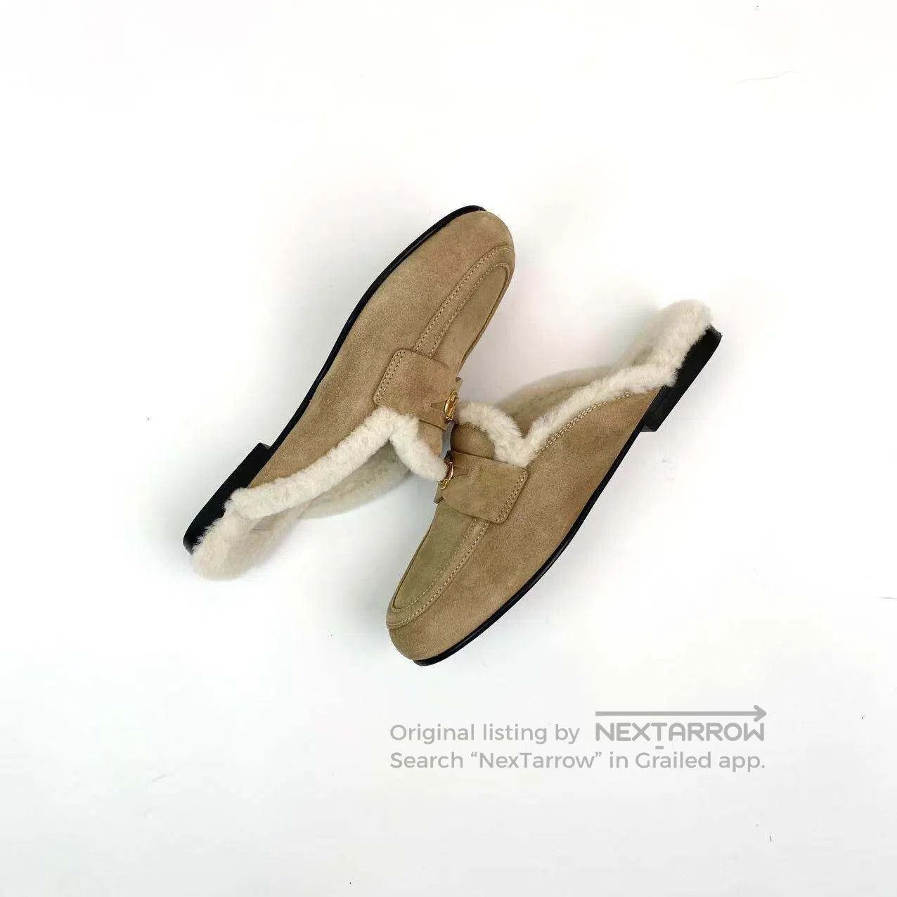 Louis Vuitton Louis Vuitton Gold label logo suede round toe half slip| Size US 5.5 / IT 35.5 - 4 Thumbnail