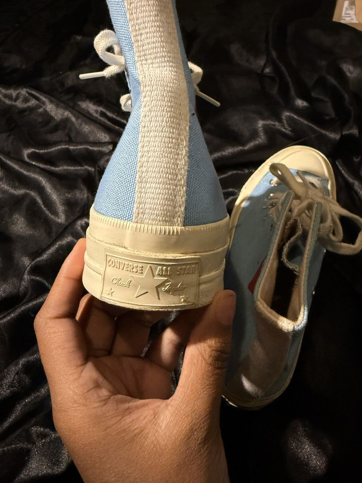 Comme des Garcons PLAY Blue Comme des Garçons Play Converse Hightop Sneakers Size US 5 / EU 37 - 2 Thumbnail