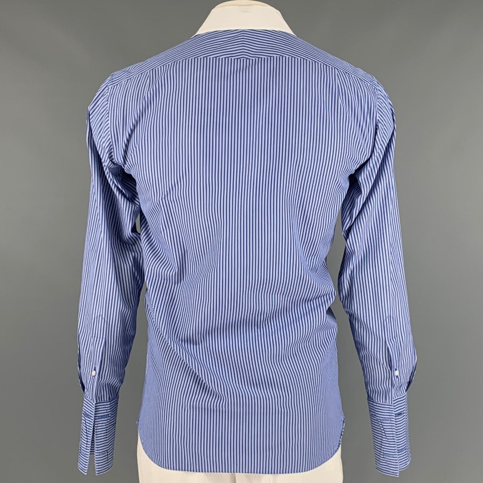 Ralph Lauren Blue White Stripe Cotton French Cuff Long Sleeve Shirt Size US L / EU 52-54 / 3 - 3 Thumbnail