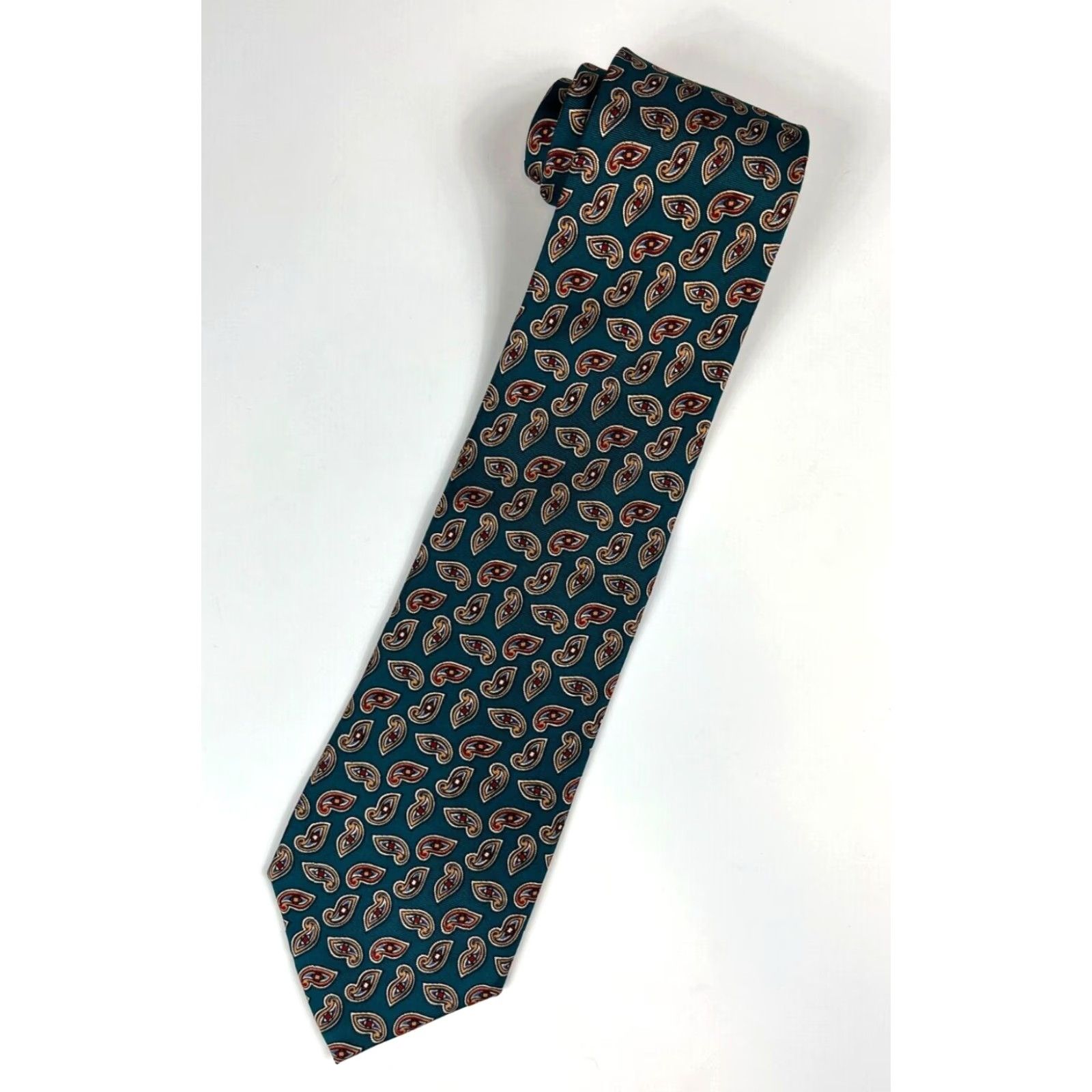 Brooks Brothers VINTAGE Brooks Brothers Tie Men’s Silk Paisley 58.25" 3.75" Wide Green Silk Made in USA Men’s Vintage Silk Tie Size ONE SIZE - 2 Thumbnail
