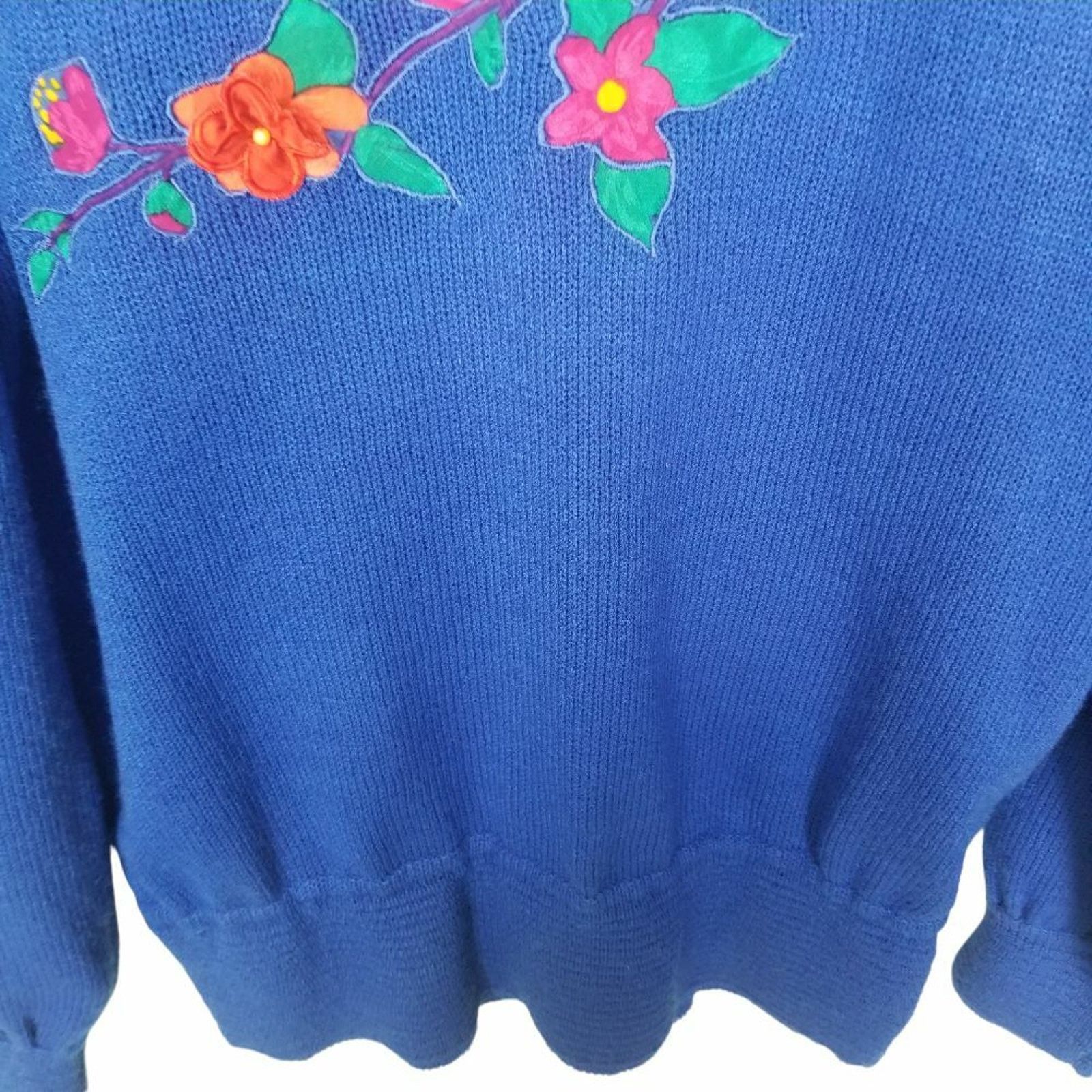 Neiman Marcus VTG Annie Crimmins Umi Collections Sweater Floral Applique Size M / US 6-8 / IT 42-44 - 3 Thumbnail