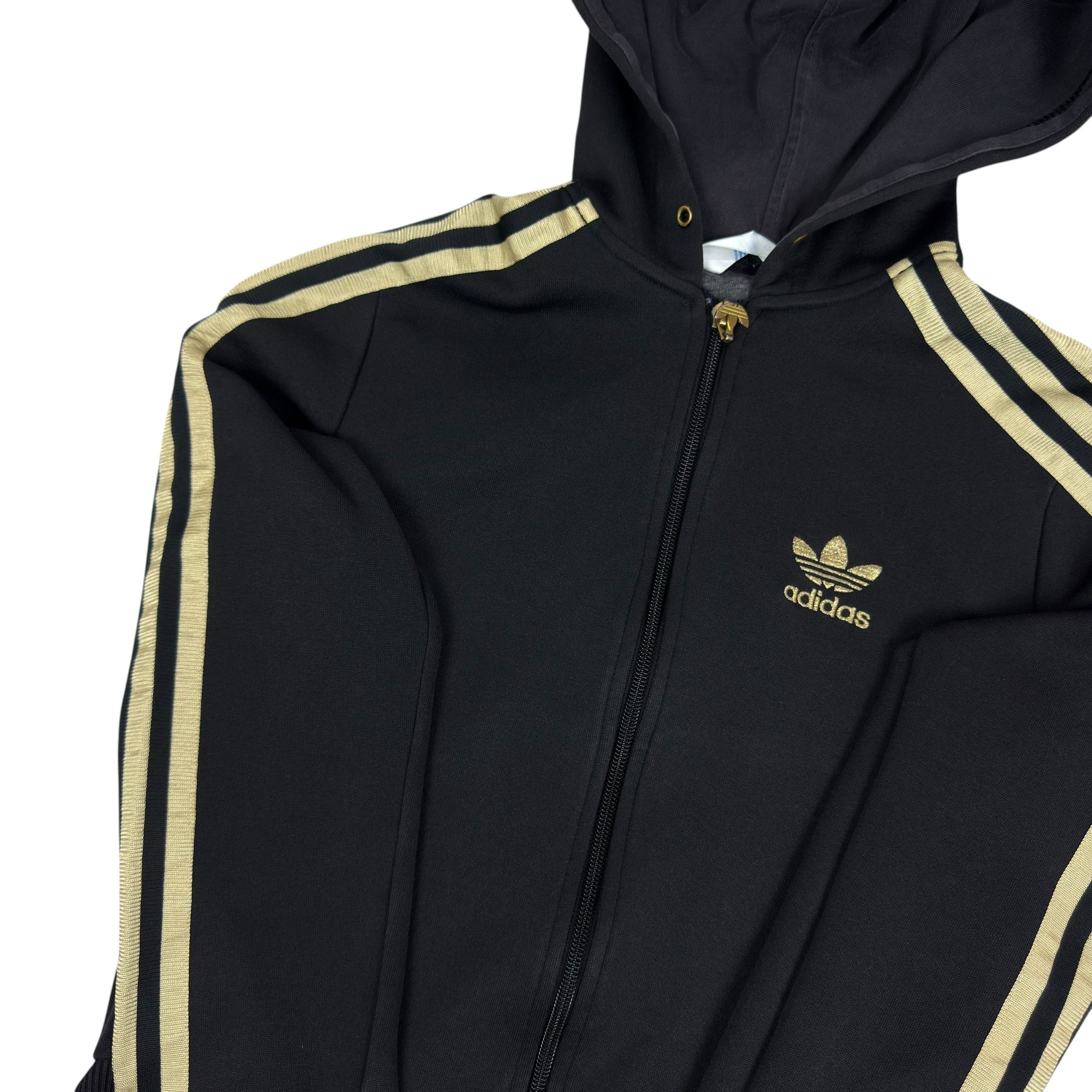 Adidas Adidas Women's Black Gold 3-Stripes Full Zip Hoodie Small Size S / US 4 / IT 40 - 3 Thumbnail