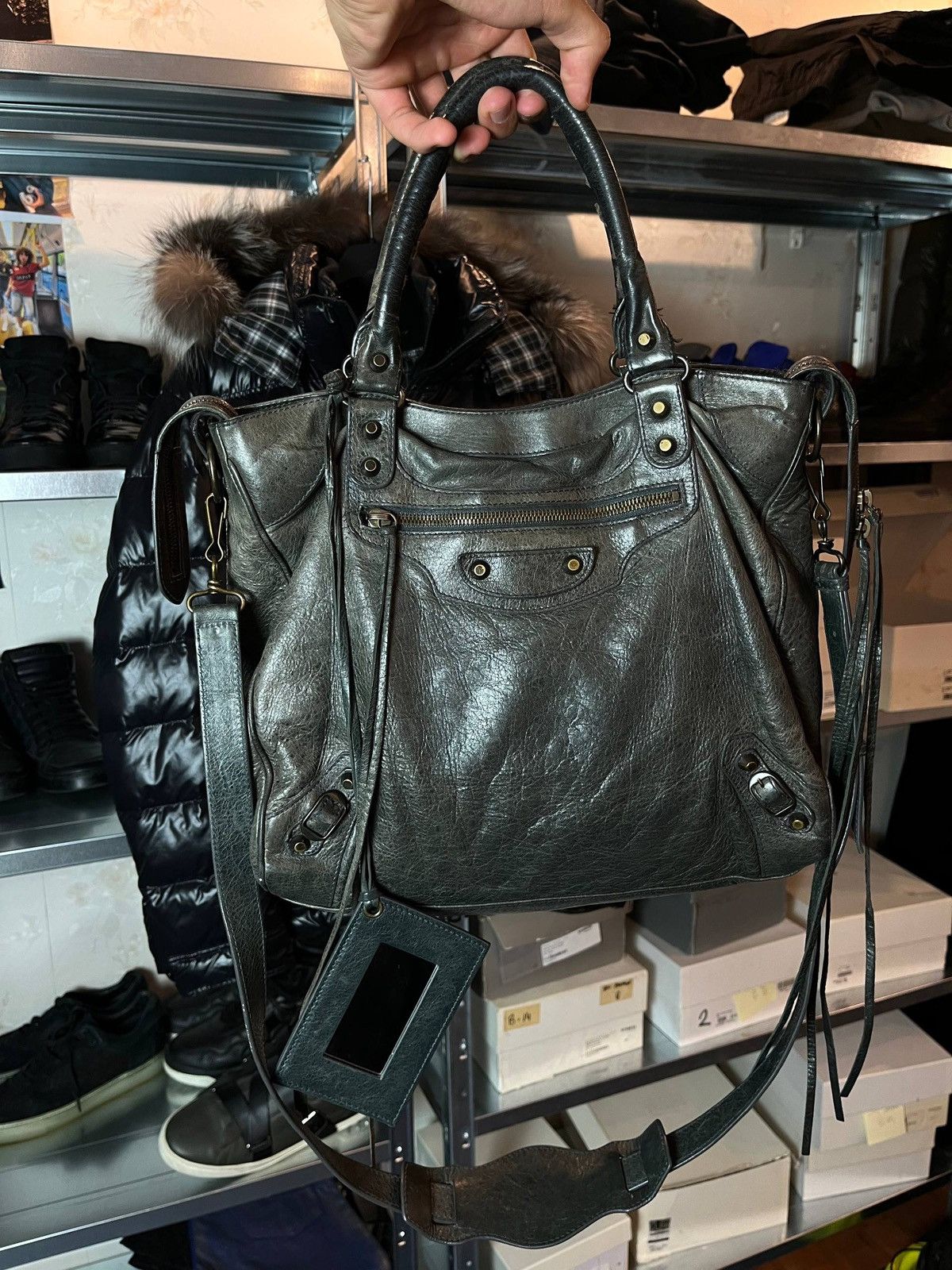 Balenciaga 2012 BALENCIAGA Black Lambskin Leather Motorcycle Velo Bag Size ONE SIZE - 3 Thumbnail