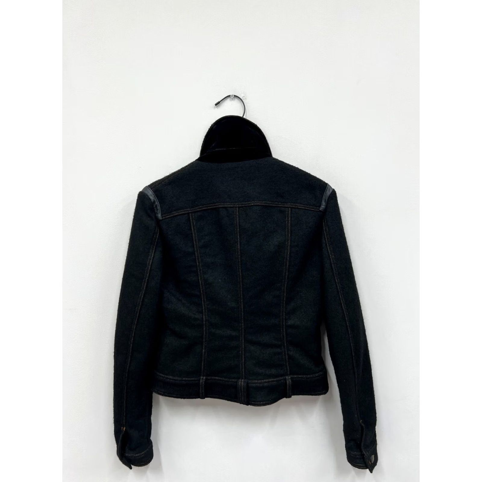 Roberto Cavalli Roberto Cavalli Just Cavalli Wool Biker Jacket Leather Details Women's Size M Black "Jacket" Men/Women? Size M / US 6-8 / IT 42-44 - 4 Thumbnail