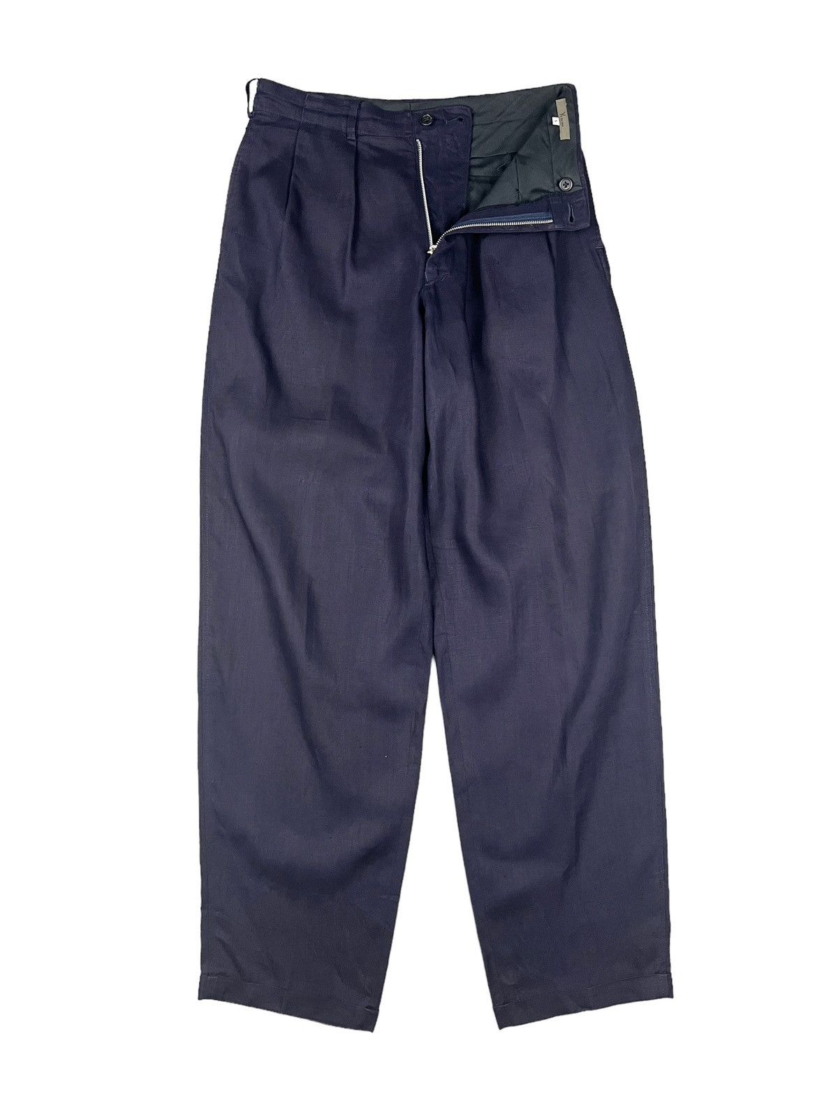 image of Yohji Yamamoto x YS For Men 1980 Y’S For Men Linen Balloon Pants in Blue (Size 29)