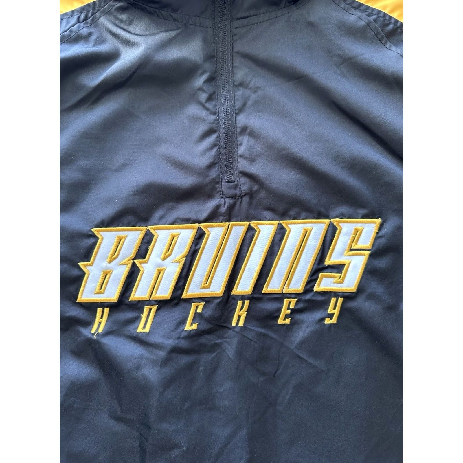 NHL VINTAGE NHL Boston Bruins Quarter Zip Anorak Windbreaker Jacket Black Yellow M Mens Medium Black Windbreaker Bruins Quarter Zip Jacket Size US M / EU 48-50 / 2 - 2 Thumbnail