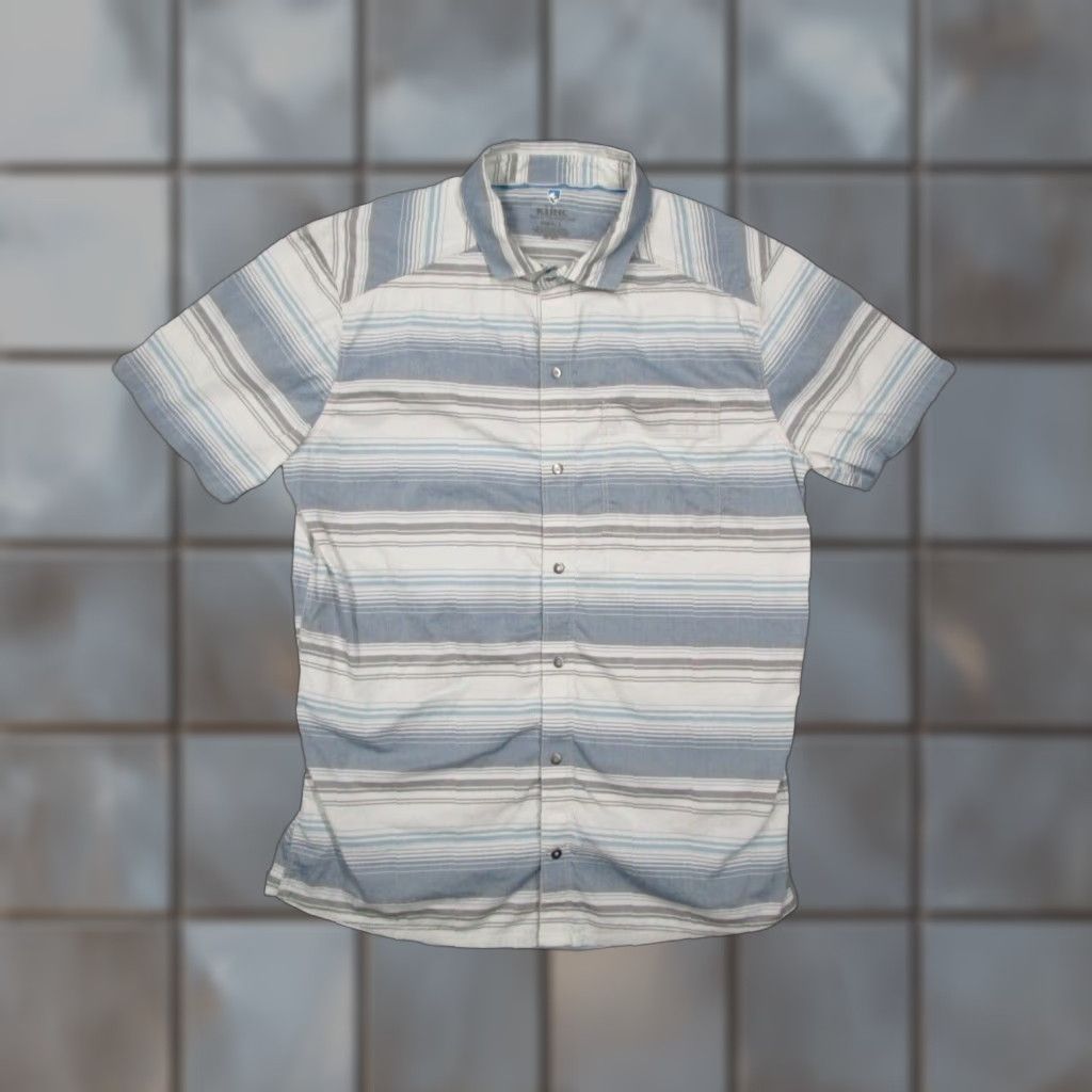 Logo 7 VINTAGE Kuhl Men's Shirt Short Sleeve Button-Up Casual Outdoor Blue Striped 2010s Size US S / EU 44-46 / 1 - 1 Thumbnail