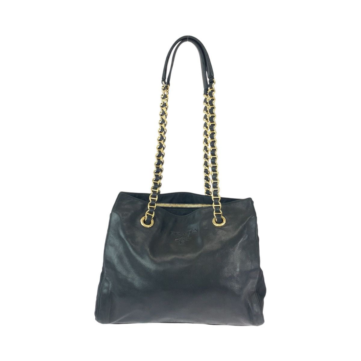 Prada Prada Prada Leather Tote Shoulder Bag Black Gold Leather Tote Bag B4328 in Very Good Condition Size ONE SIZE - 1 Thumbnail