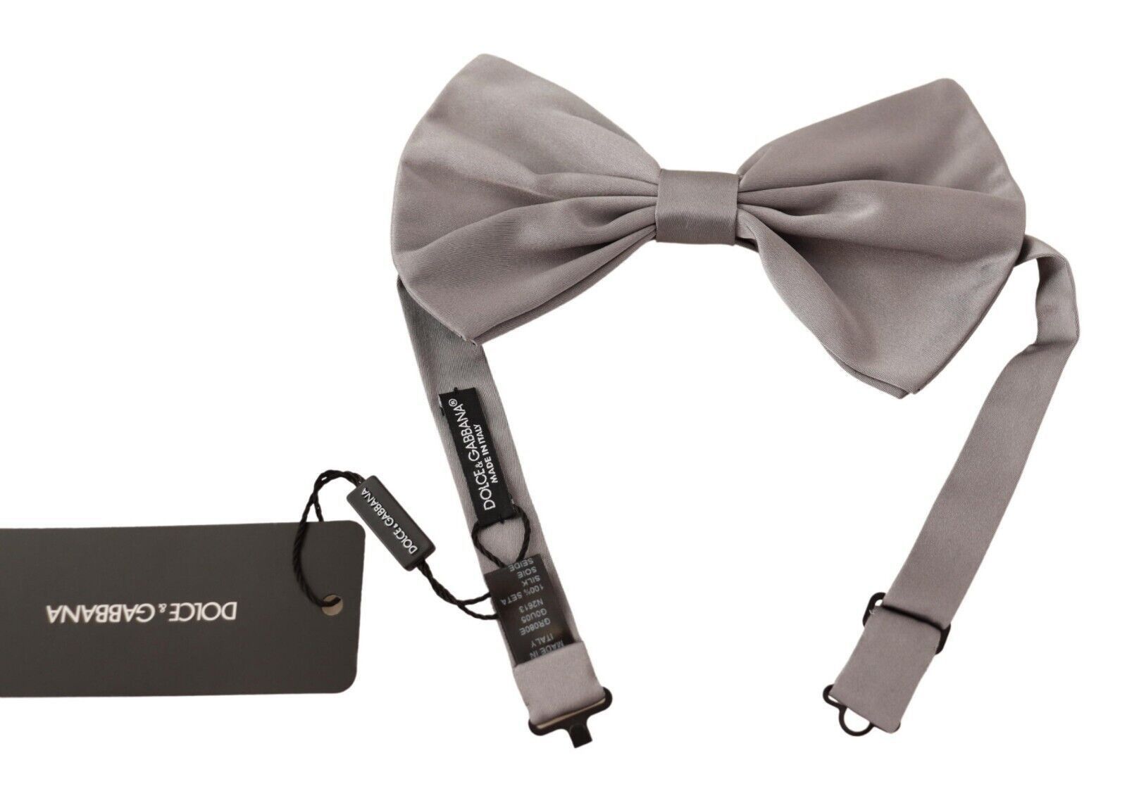 Dolce & Gabbana Elegant Silver Grey Silk Bow Men's Tie Size ONE SIZE - 1 Thumbnail