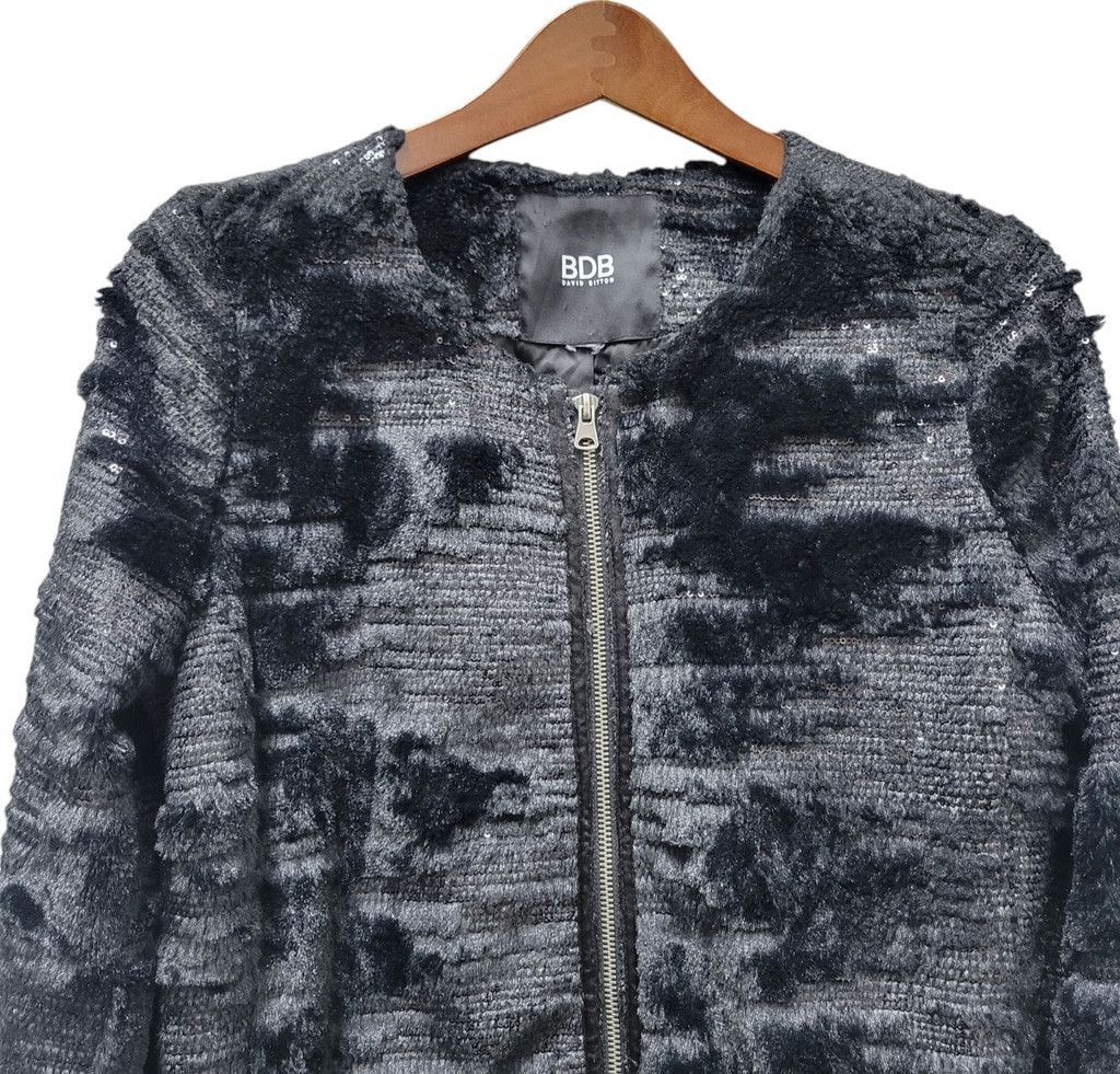 Buffalo David Bitton BDB Buffalo David Bitton Womens Medium Black Faux Fur Sequin Size L / US 10 / IT 46 - 3 Thumbnail