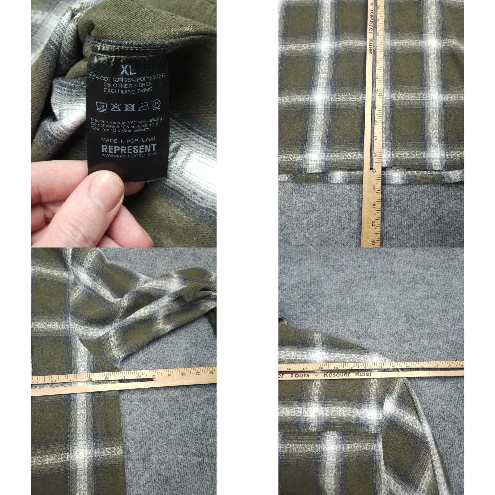 Vintage VINTAGE REPRESENT Flannel Snap Shirt Men's XL Green AOP Spellout Cotton Blend Size US XL / EU 56 / 4 - 8 Thumbnail