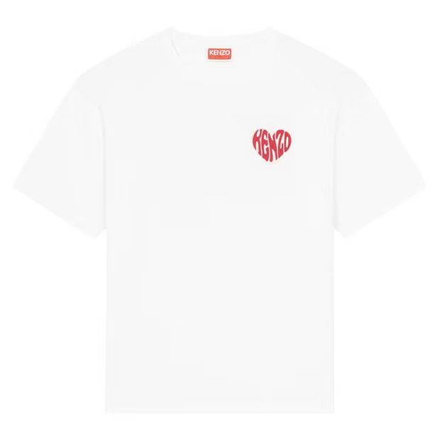 image of Kenzo O1G2R1Mq0424 Hearts T-Shirts In Off White, Men's (Size XL)