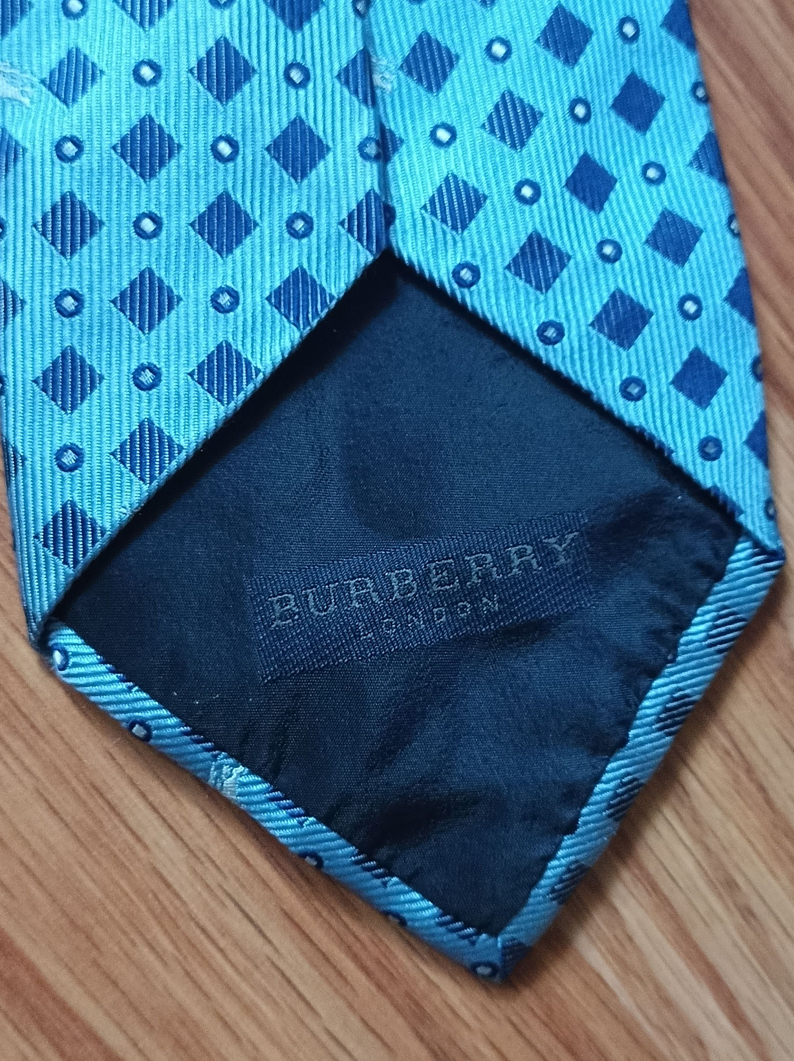 Burberry BURBERRY London Blue Monogram Logo Silk Mens Tie Size ONE SIZE - 7 Thumbnail