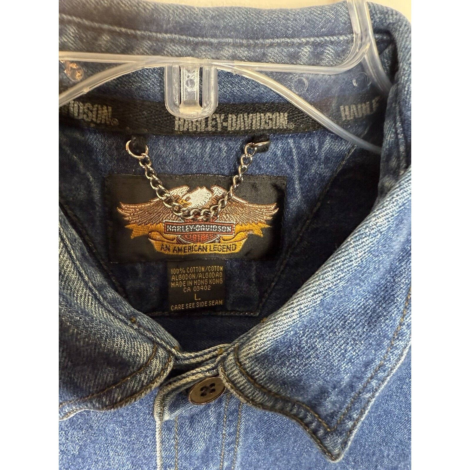 Harley Davidson Harley Davidson Shirt Men Large Blue Denim Eagle Embroidered Size US L / EU 52-54 / 3 - 3 Thumbnail