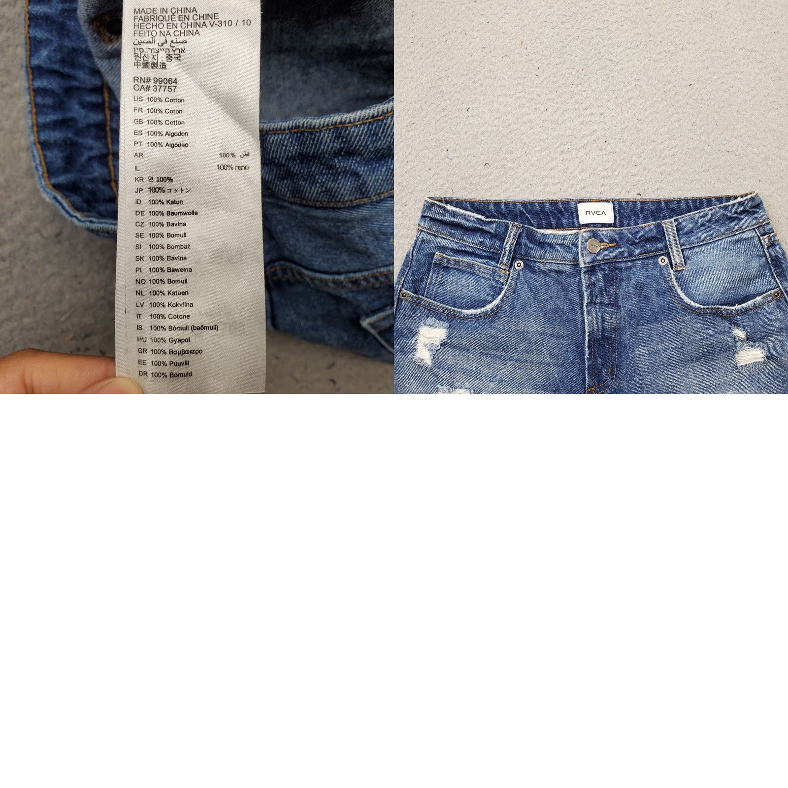 RVCA RVCA Boyfriend Shorts Women 27 Blue Denim Distressed 5-Pocket Frayed Hem Outdoor Size 27" / US 4 / IT 40 - 8 Thumbnail
