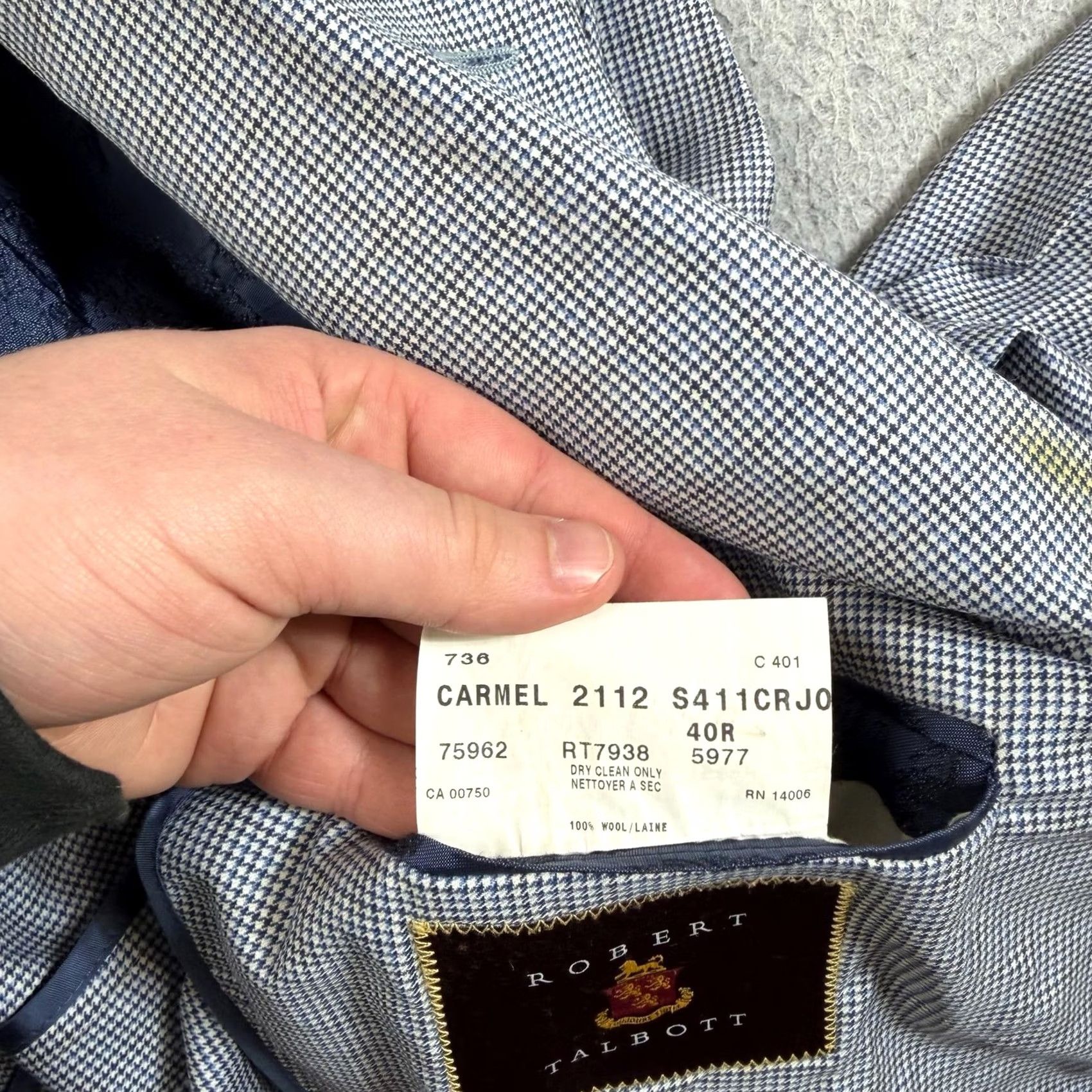 Robert Talbott Robert Talbott Wool Carmel Blazer Sport Coat Mens 40R Gray Check Two-Button Notch Lapel Jacket/Coat Regular Size 40R - 3 Thumbnail