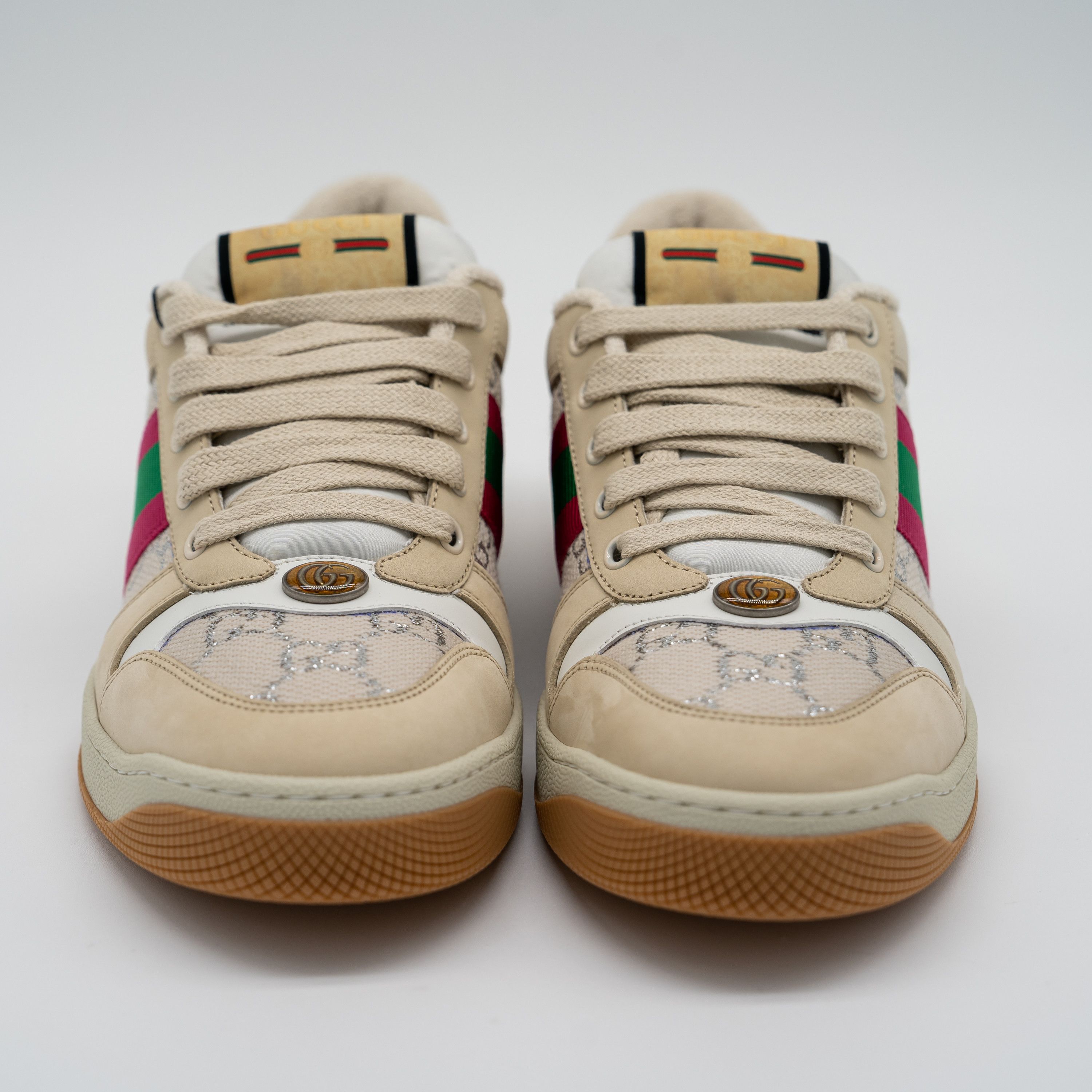 Gucci 11 US Gucci Screener Web Beige Silver Sneakers Nubuck Size US 11 / IT 41 - 2 Thumbnail