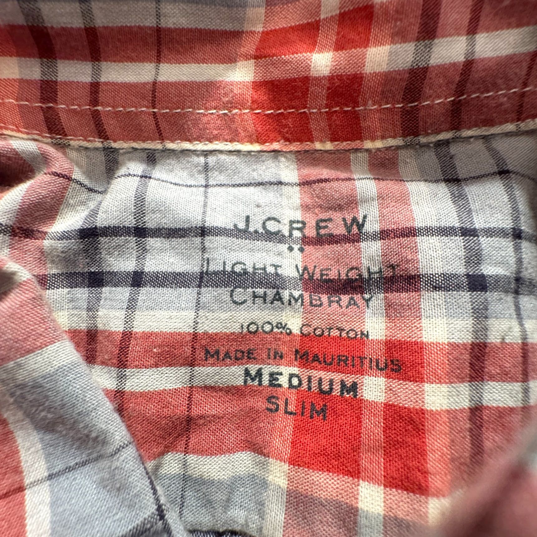J.Crew J.CREW Shirt Mens M Plaid Light Chambray Cotton Button-Up Adult Size US M / EU 48-50 / 2 - 3 Thumbnail