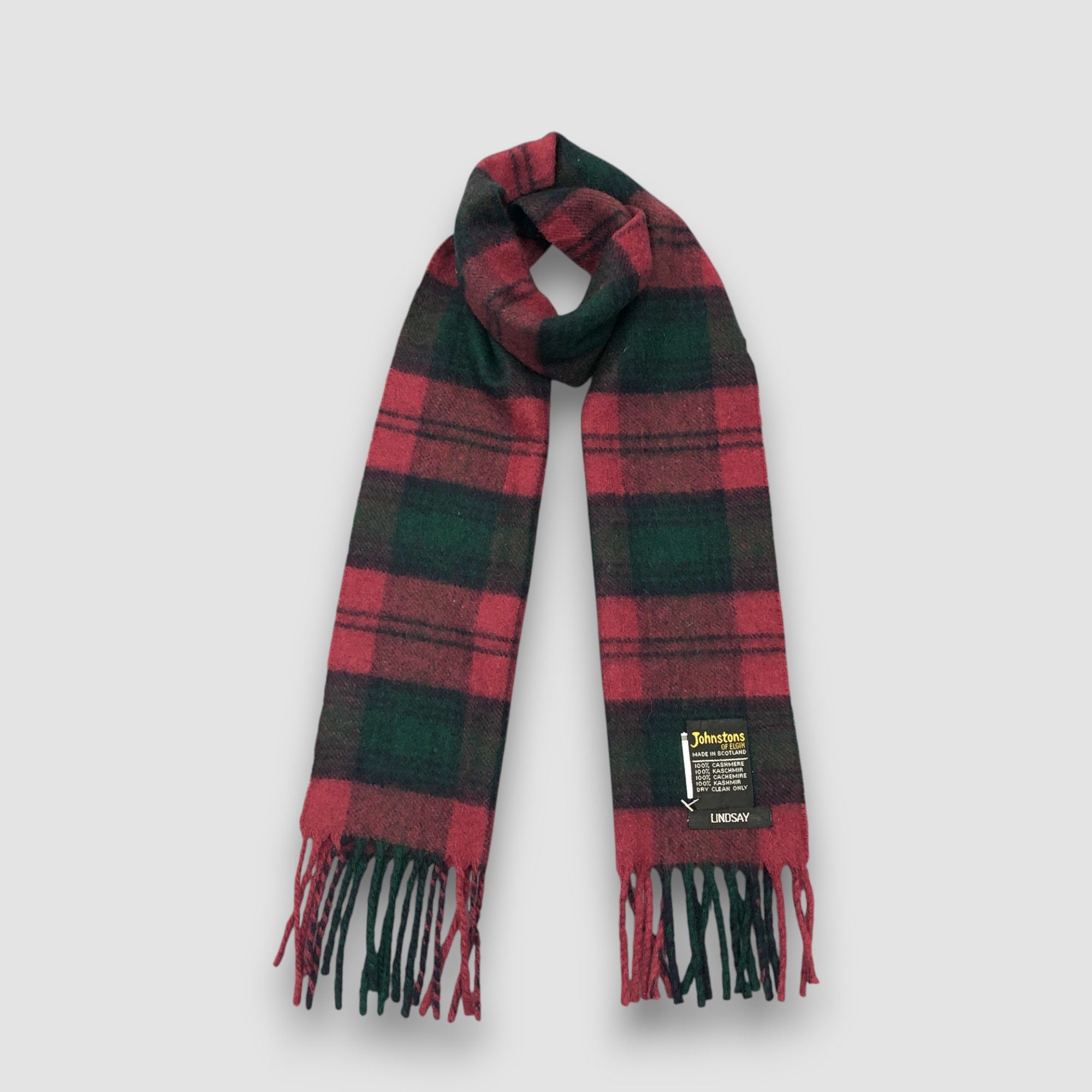 Johnstons Of Elgin Vintage Johnstons Scarf Muffler Wool Plaid Winter Scarves Size ONE SIZE - 1 Thumbnail