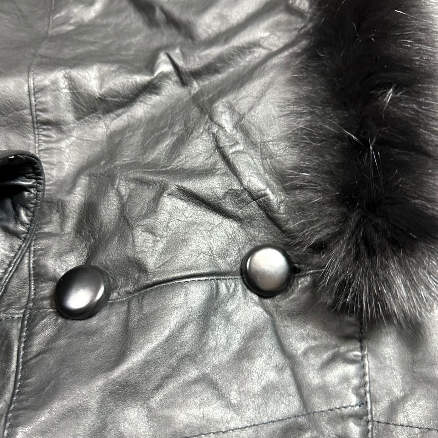 Vintage G3 New York Womens Leather Jacket Black Sz Small Fox Fur Collar Pockets Size S / US 4 / IT 40 - 7 Thumbnail