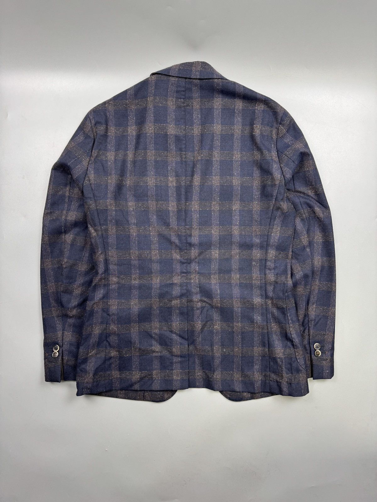 Paoloni Paoloni Wool Silk Blend Two Button Checkered Blazer (Y1255) Size 38R - 8 Thumbnail