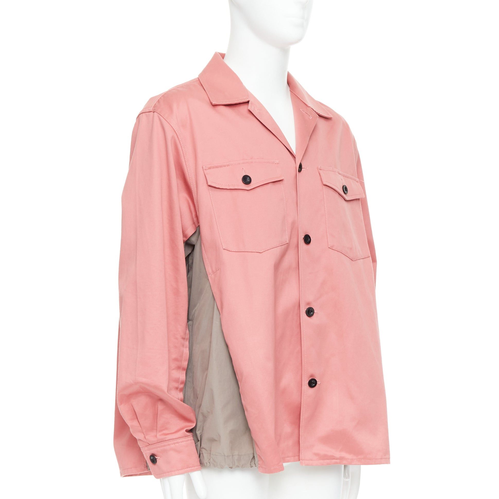 Sacai SACAI 2022 pink grey cotton nylon flared inserts safari boxy shirt JP3 L Size US L / EU 52-54 / 3 - 1 Thumbnail