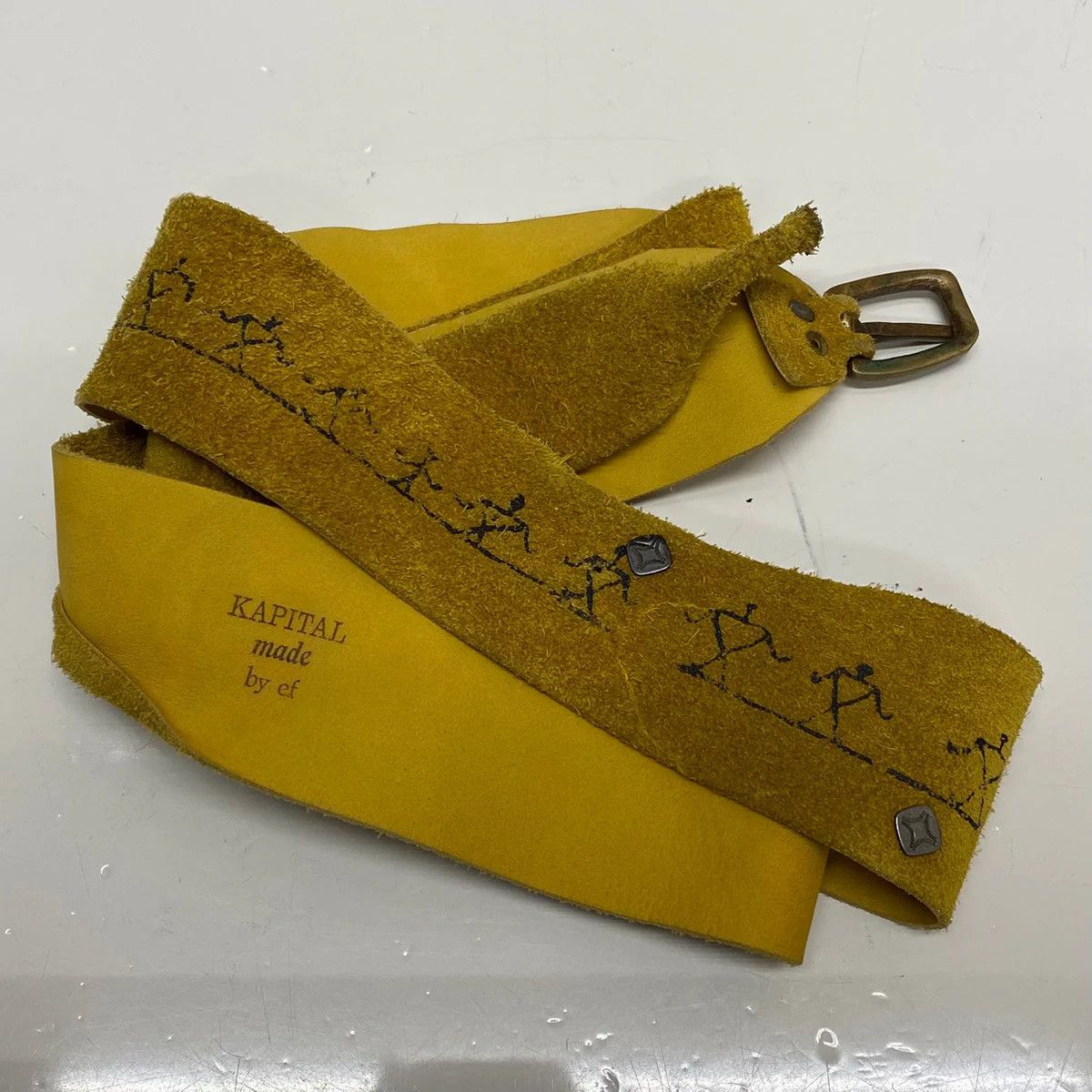 Kapital KAPITAL made by ef Suede Leather Belt Yellow Size ONE SIZE - 4 Thumbnail
