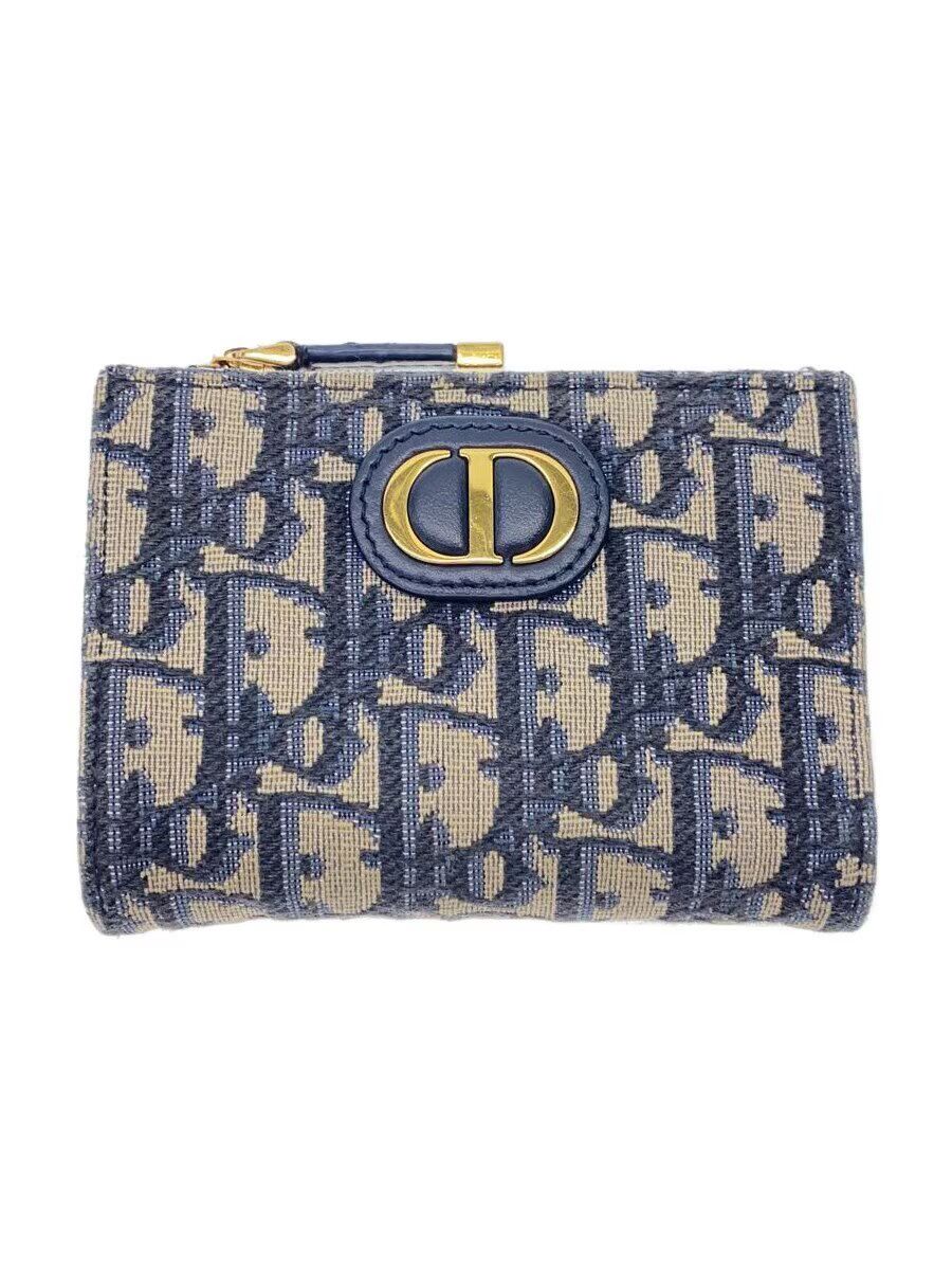 Dior 30 Montaigne Canvas Bi-Fold Wallet Navy