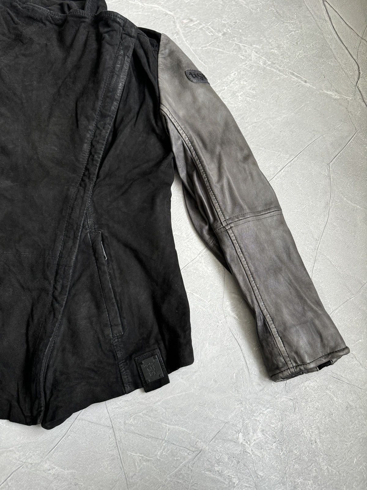 tigha Tigha High Neck Asymmetrical Leather Jacket Rick Owens Style Size L / US 10 / IT 46 - 6 Thumbnail