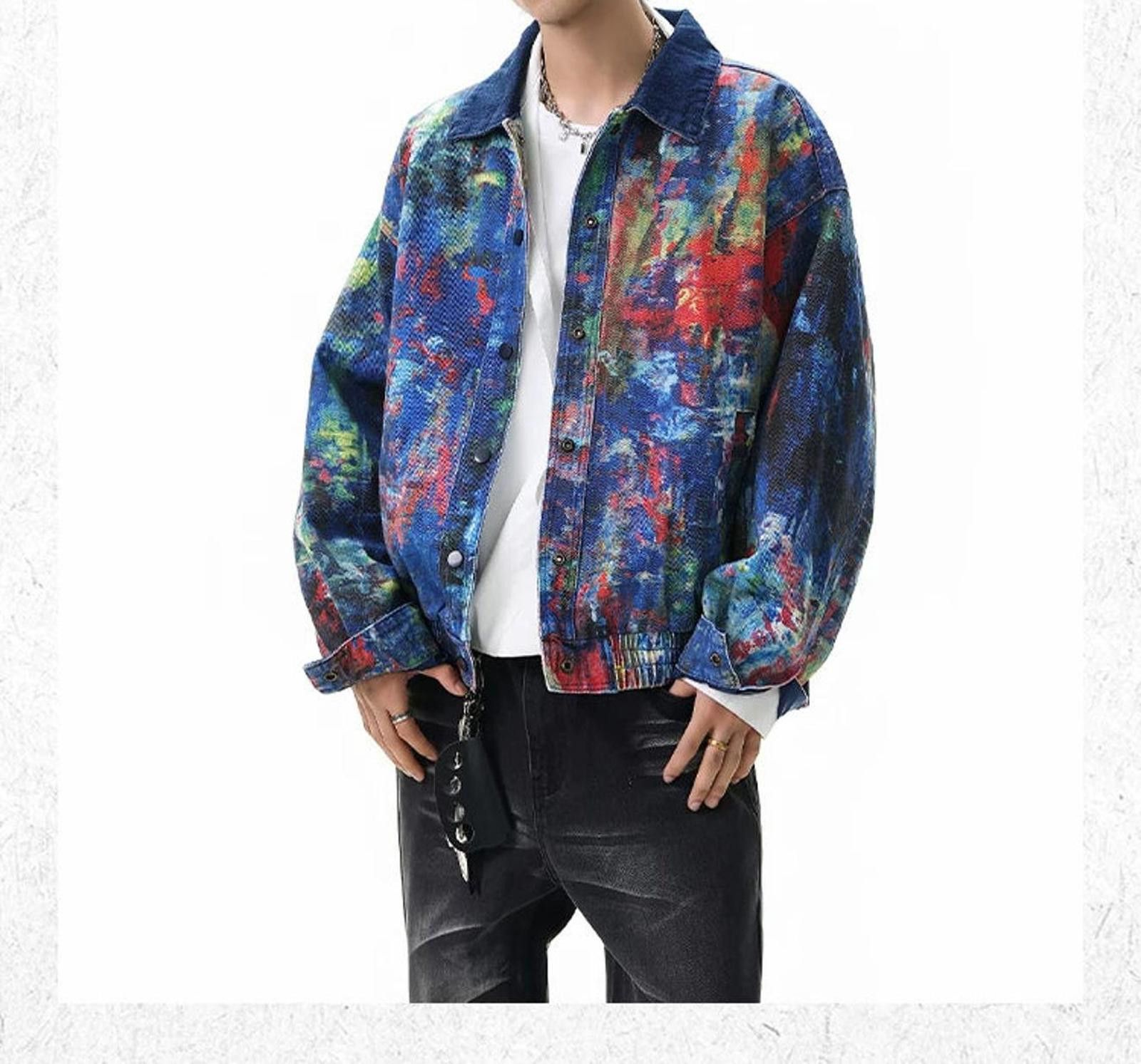 Other Graffiti Art Denim Jacket | Painted Boxy Wide Outerwear Size US M / EU 48-50 / 2 - 9 Thumbnail