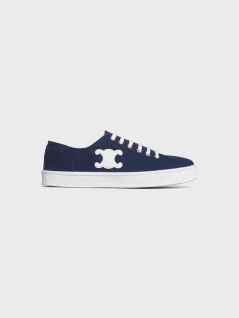 Celine JANE SNEAKERS LOW LACE-UP WITH TRIOMPHE PATCH in CANVAS AND CALFSKIN Size US 10 / IT 40 - 1 Thumbnail