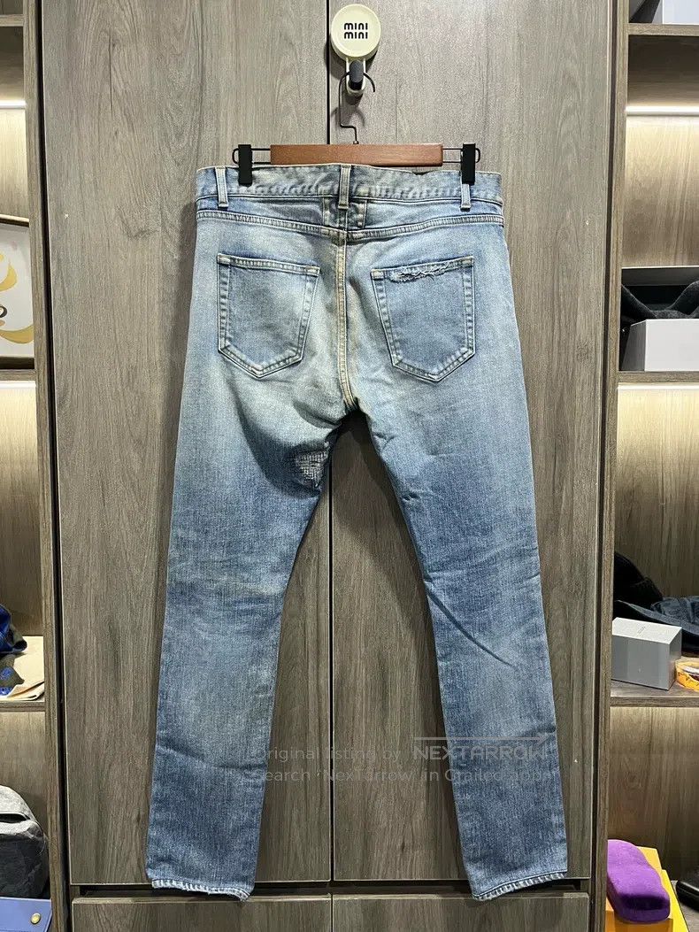Saint Laurent Paris Saint Laurent Paris Blue Destroyed Denim Jeans Size US 32 / EU 48 - 4 Thumbnail
