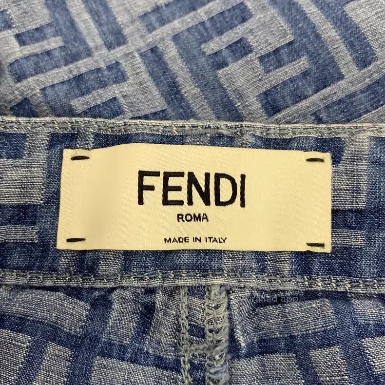 Fendi Fendi 24 Model Dark Blue Double F Monogram Printed Cotton Size 24" / US 00 / IT 34 - 7 Thumbnail